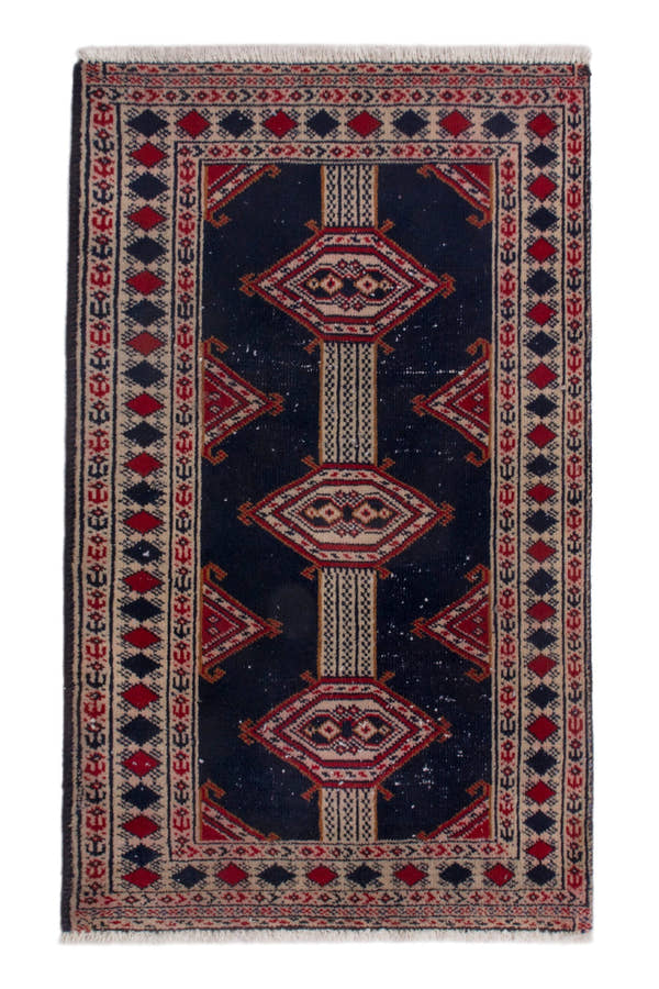 3843, Persian Torkaman Mini Rug
