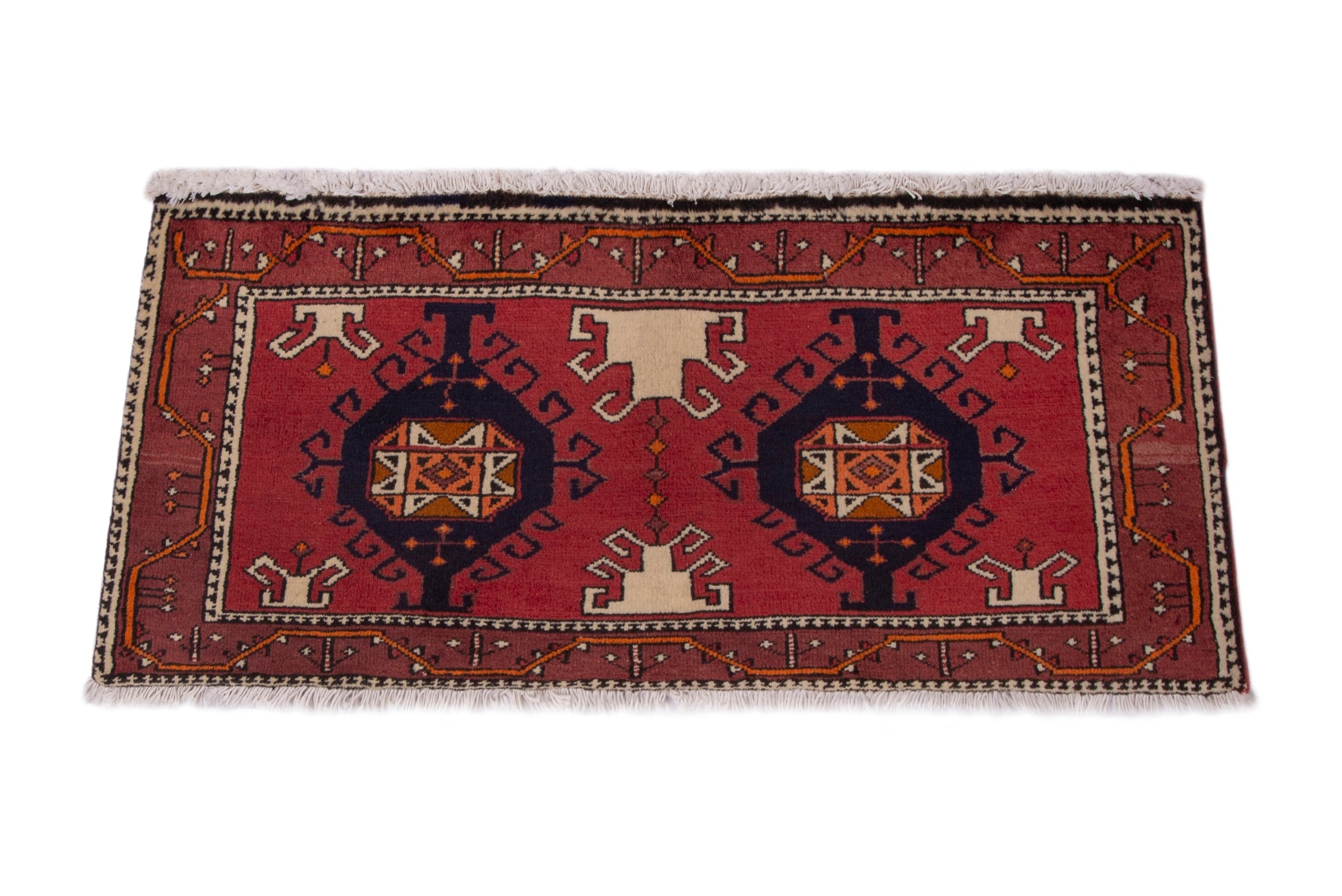 Persian Azerbaijan accent rug in deep red and burgundy, view 2 of 7