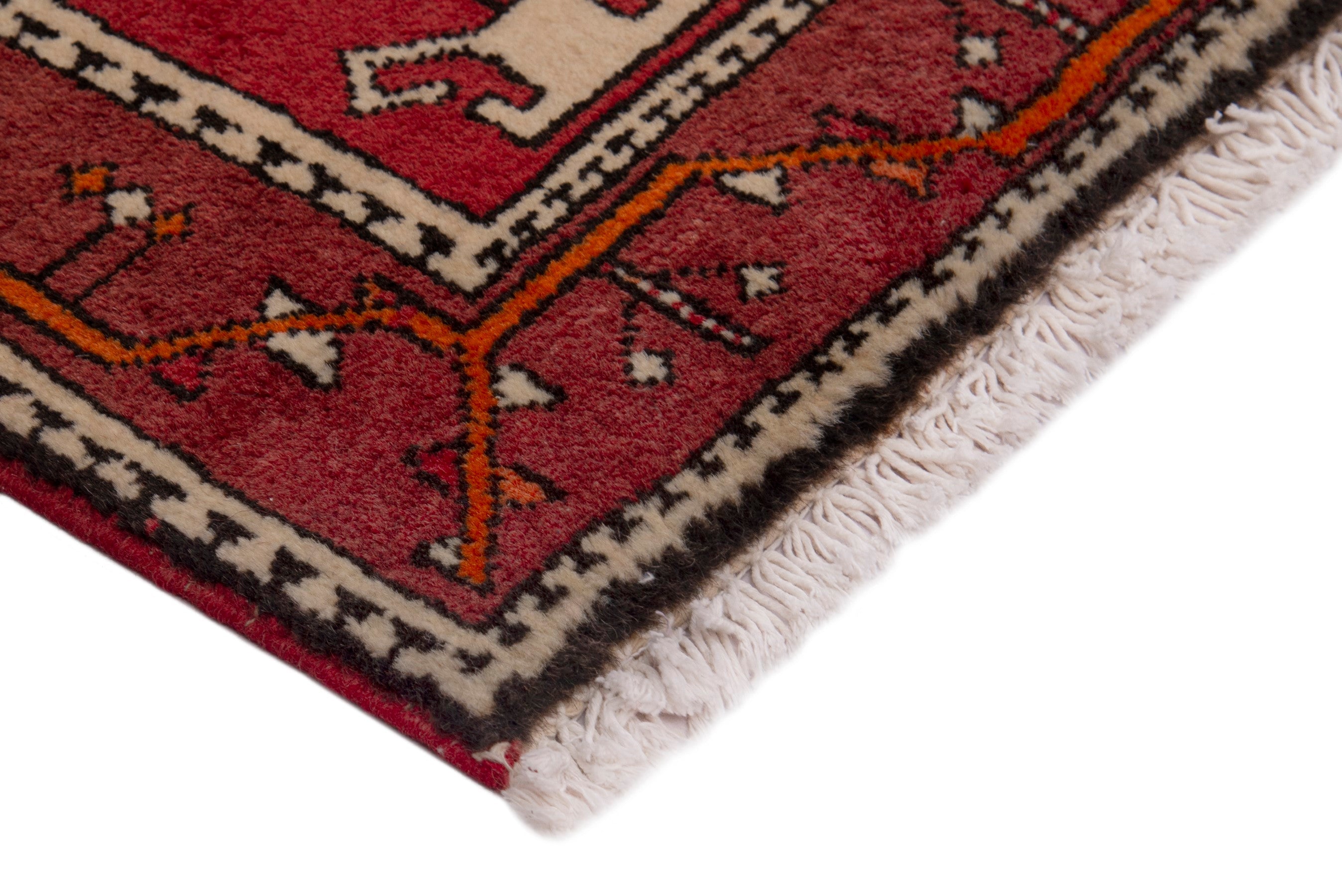 Persian Azerbaijan accent rug in deep red and burgundy, view 5 of 7