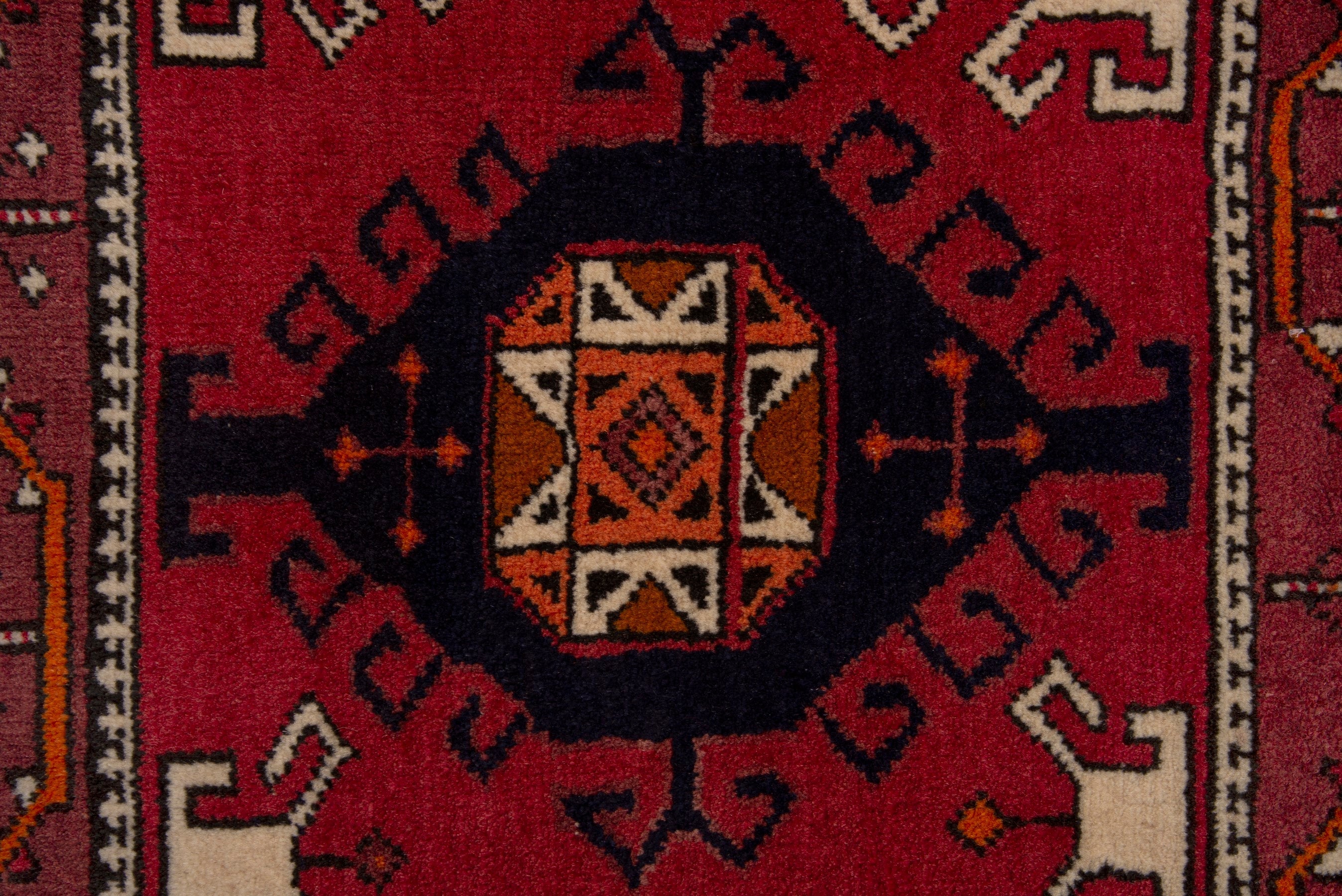 Persian Azerbaijan accent rug in deep red and burgundy, view 6 of 7