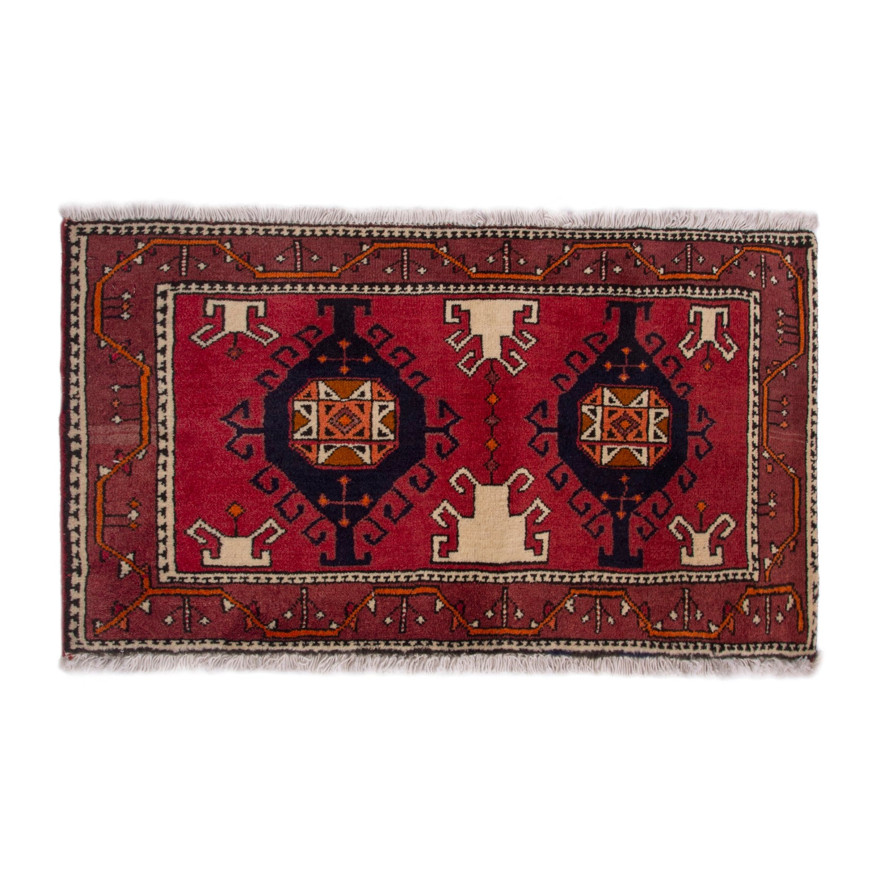 Persian Azerbaijan accent rug in deep red and burgundy, 3'7" x 2'