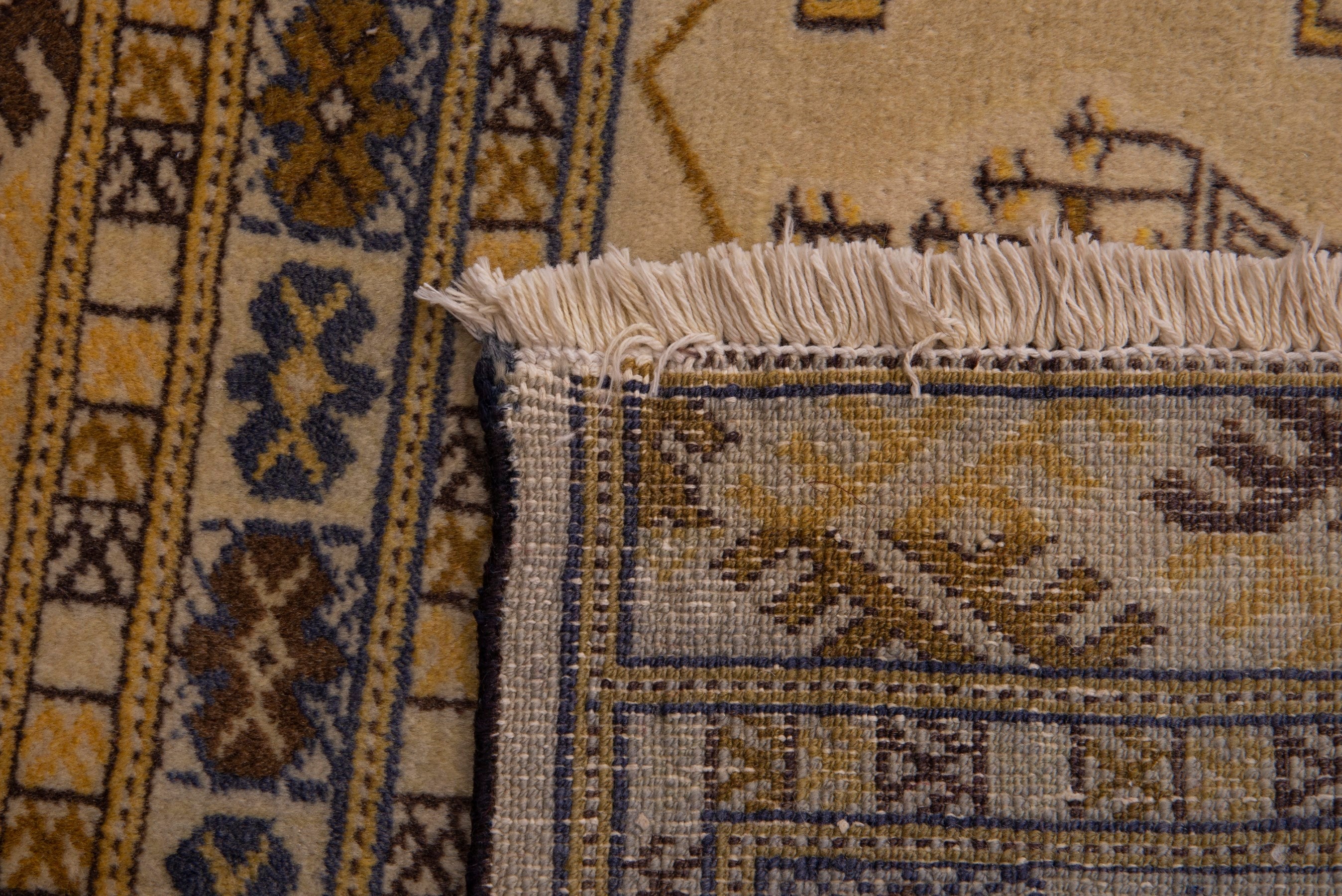 Persian Torkaman accent rug in cream and tan, view 7 of 7