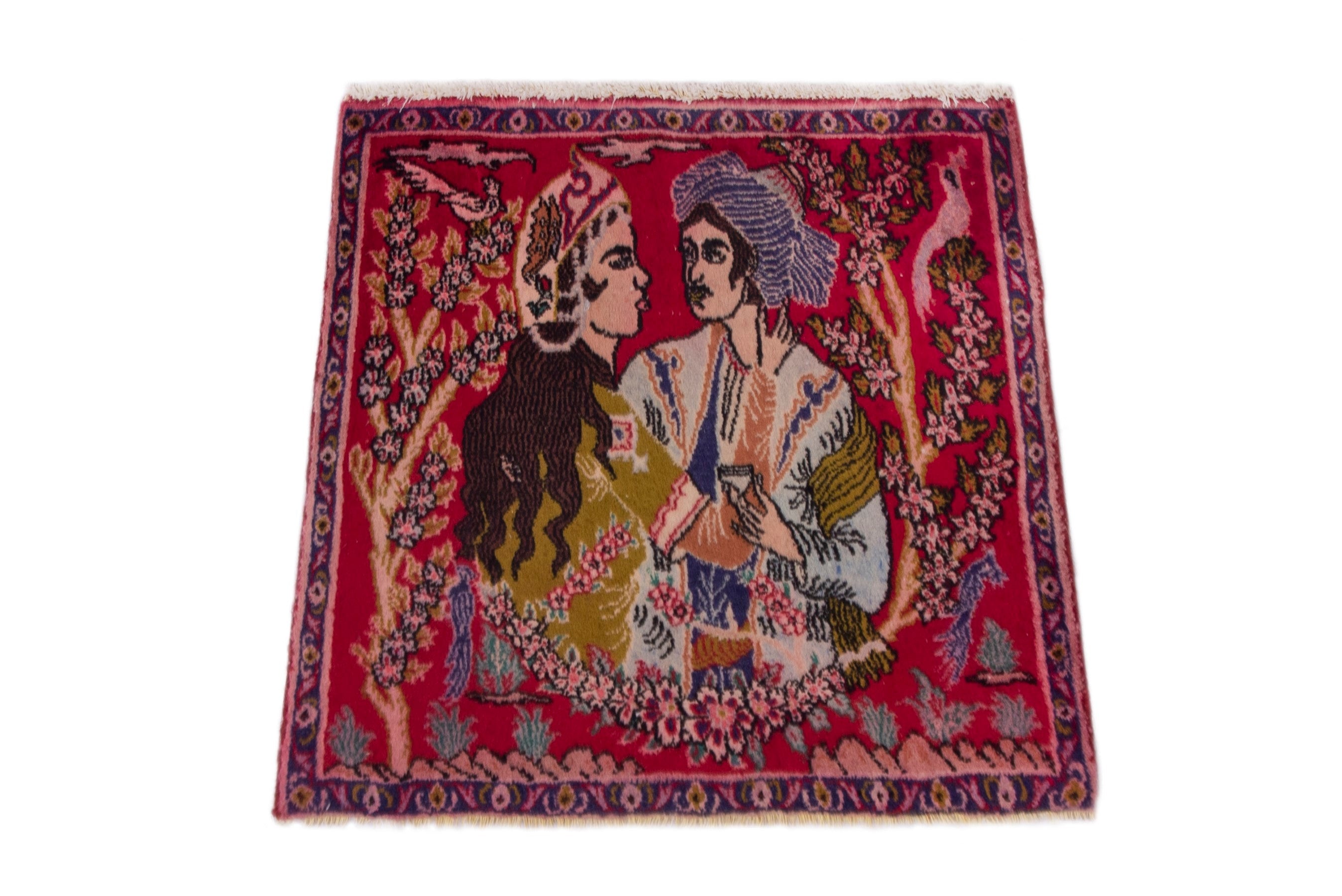 Persian Kashan accent rug in deep red and burgundy, view 2 of 7