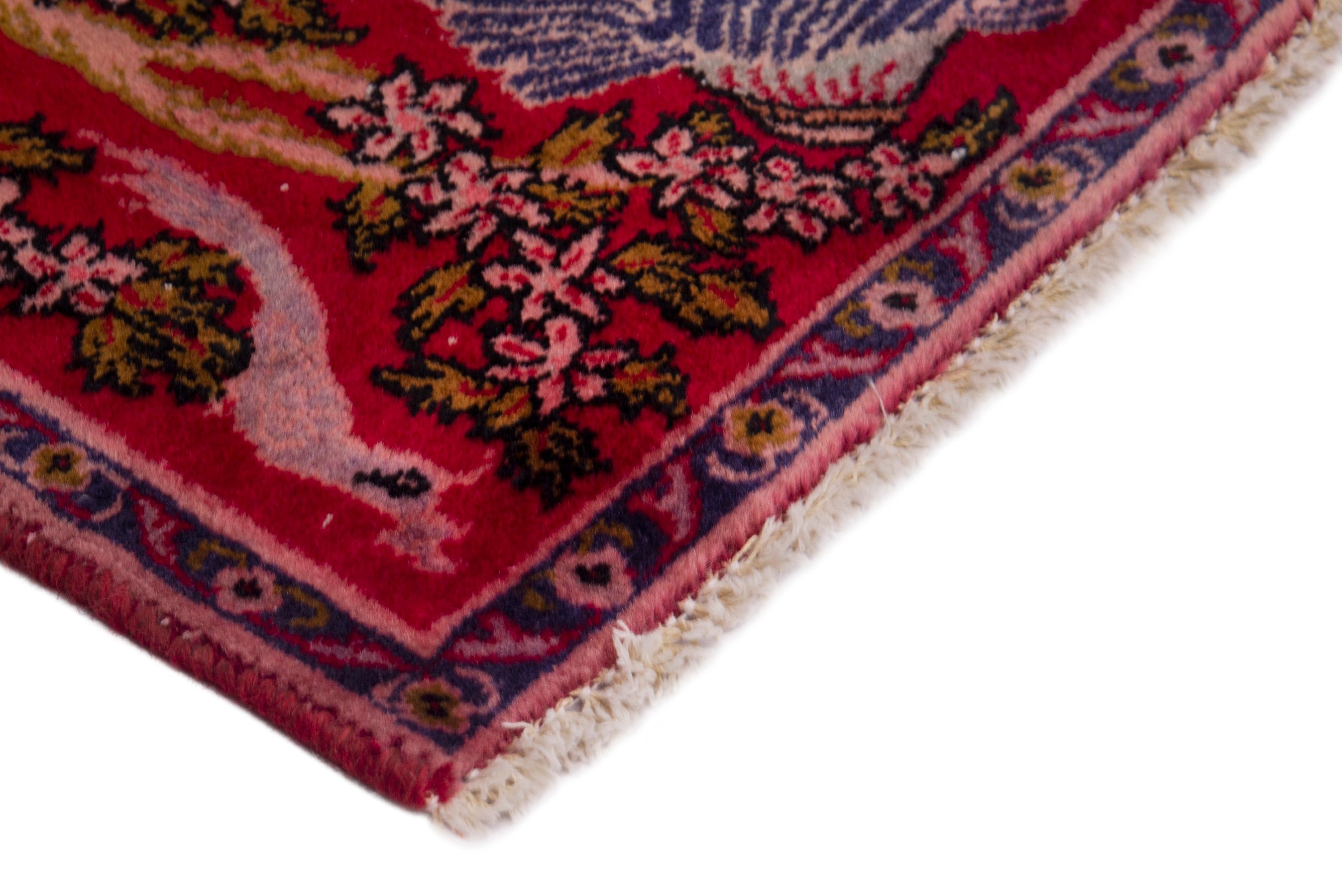 Persian Kashan accent rug in deep red and burgundy, view 5 of 7
