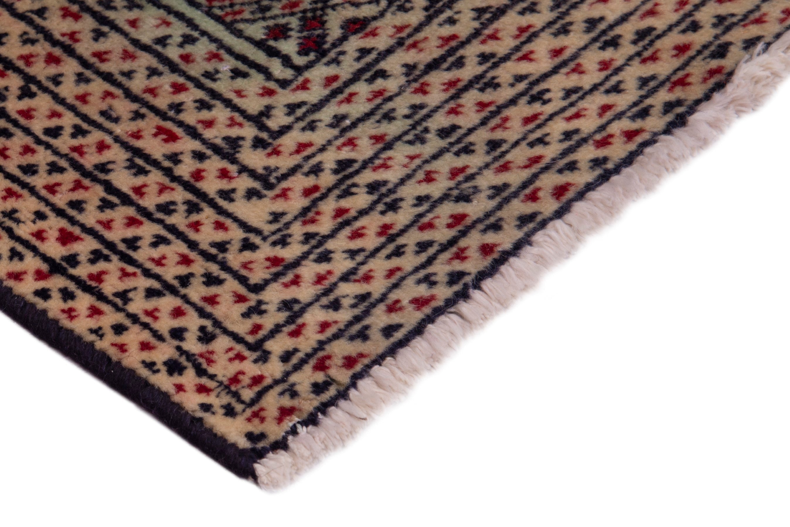 Persian Torkaman accent rug in rust and teal, view 5 of 7