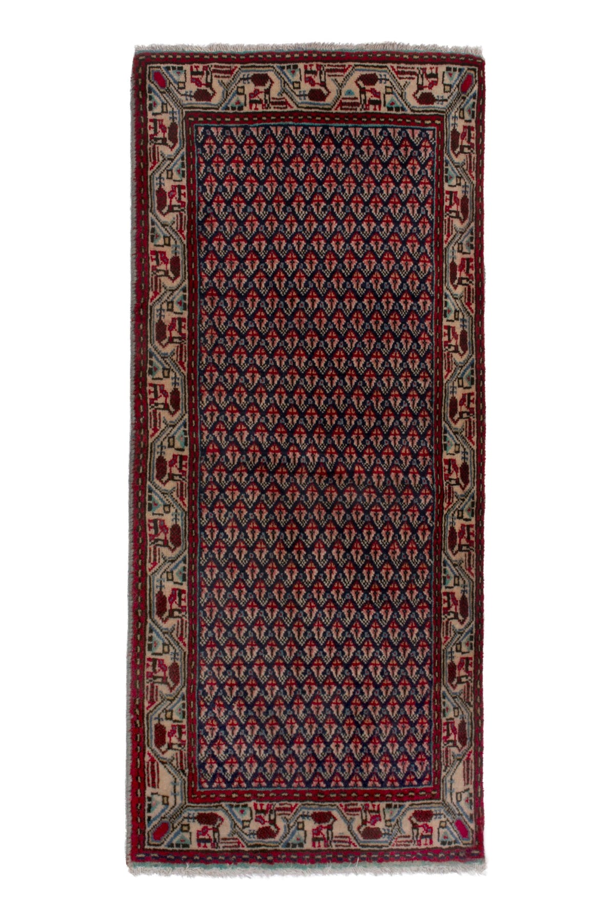 3860, Persian Botteh Mini Rug