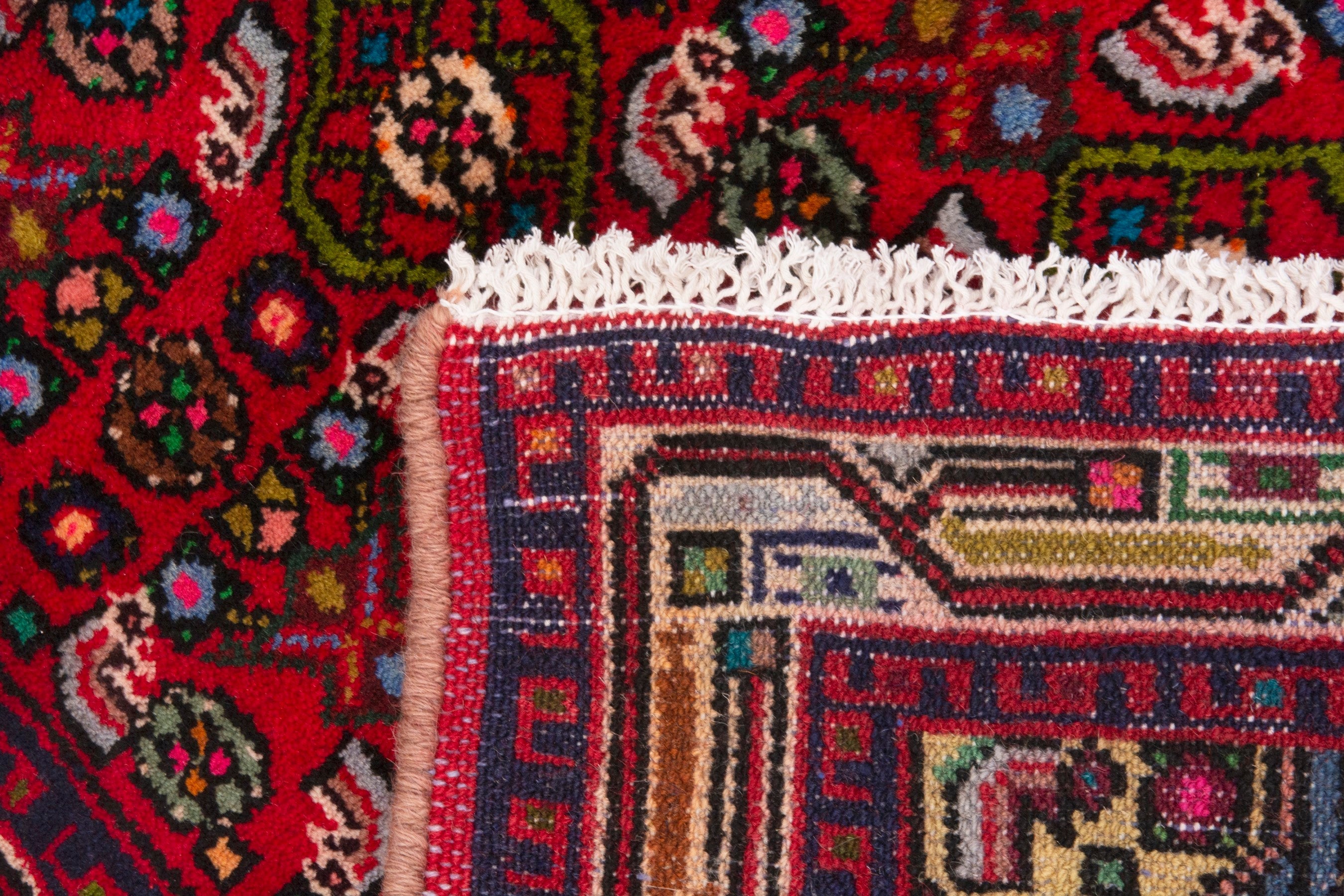 Persian Hamedan accent rug in deep red and burgundy, view 7 of 7