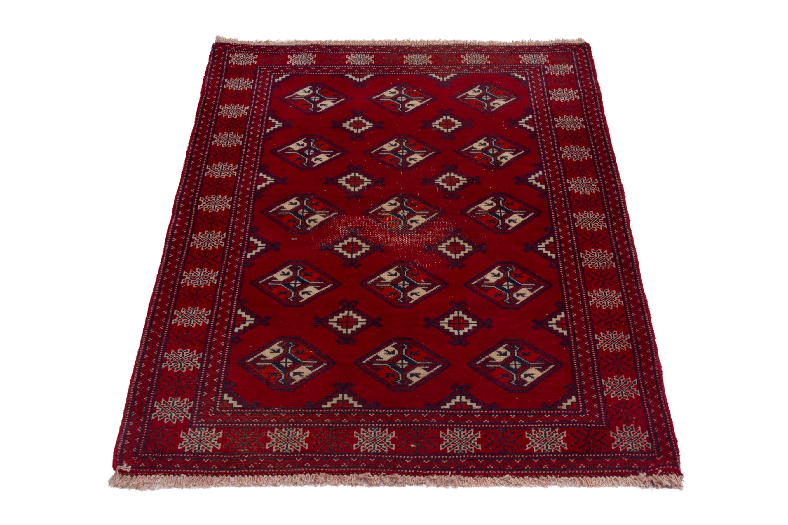 Persian Torkaman rug in burgundy and deep red, view 2 of 7
