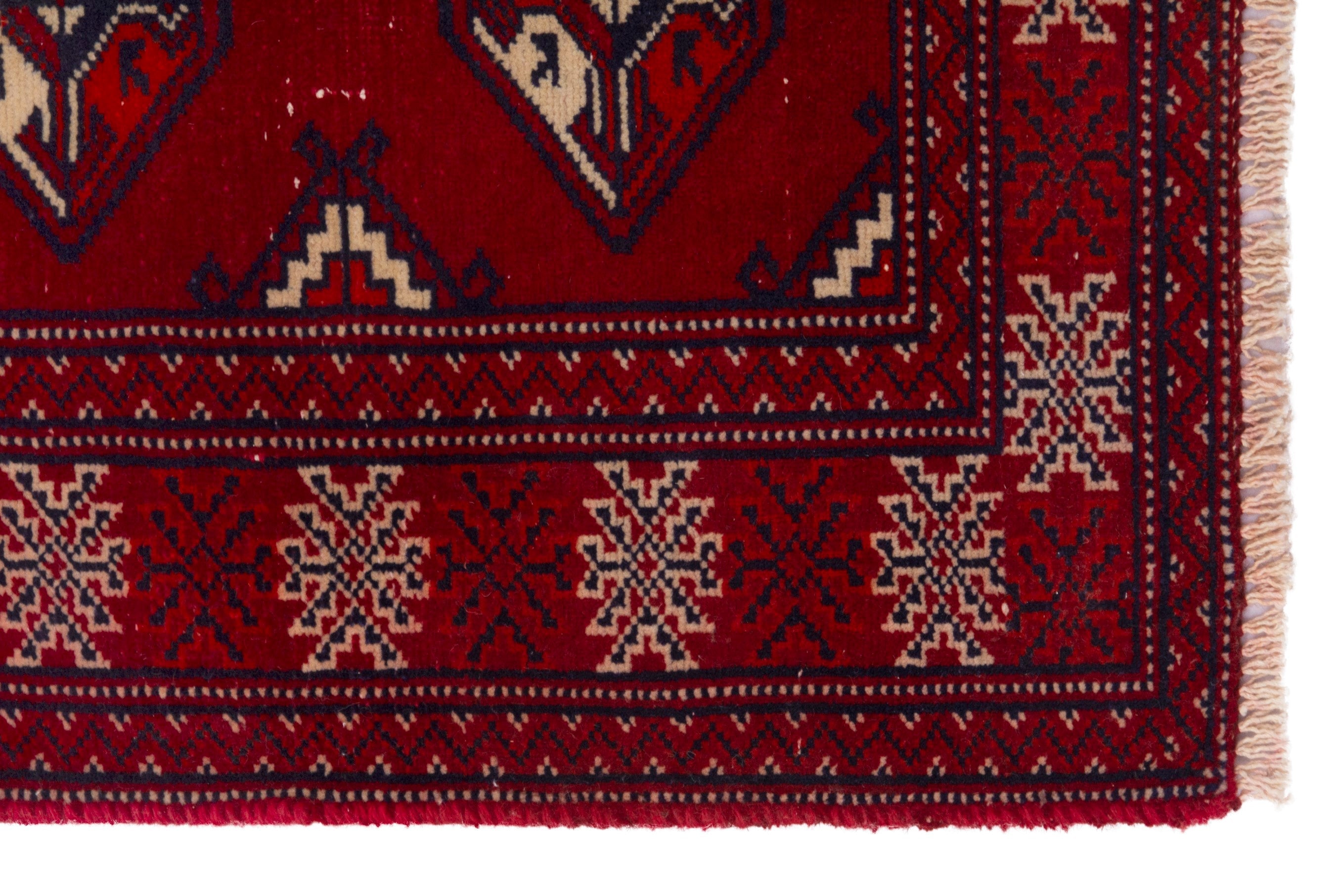 Persian Torkaman rug in burgundy and deep red, view 5 of 7