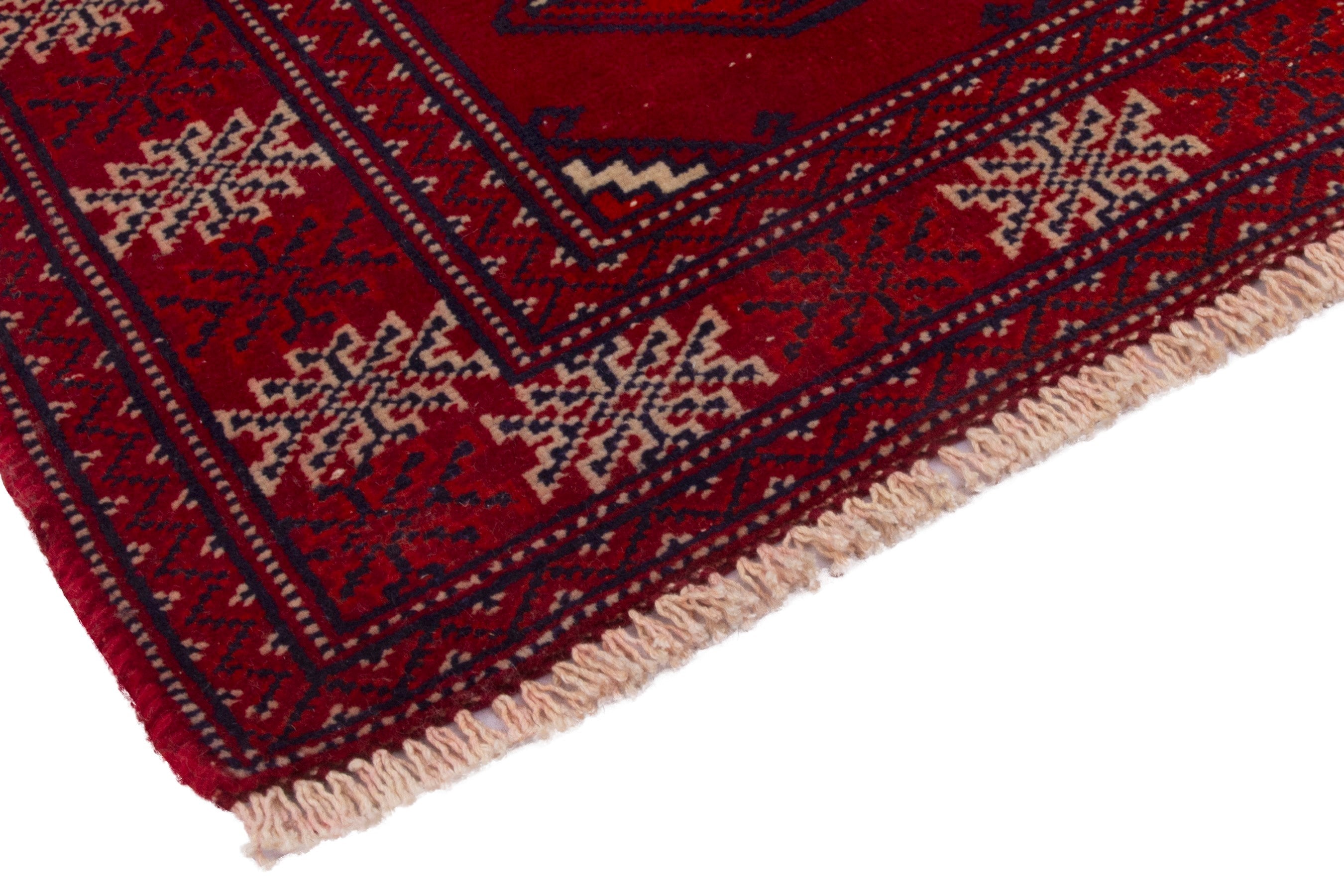 Persian Torkaman rug in burgundy and deep red, view 4 of 7