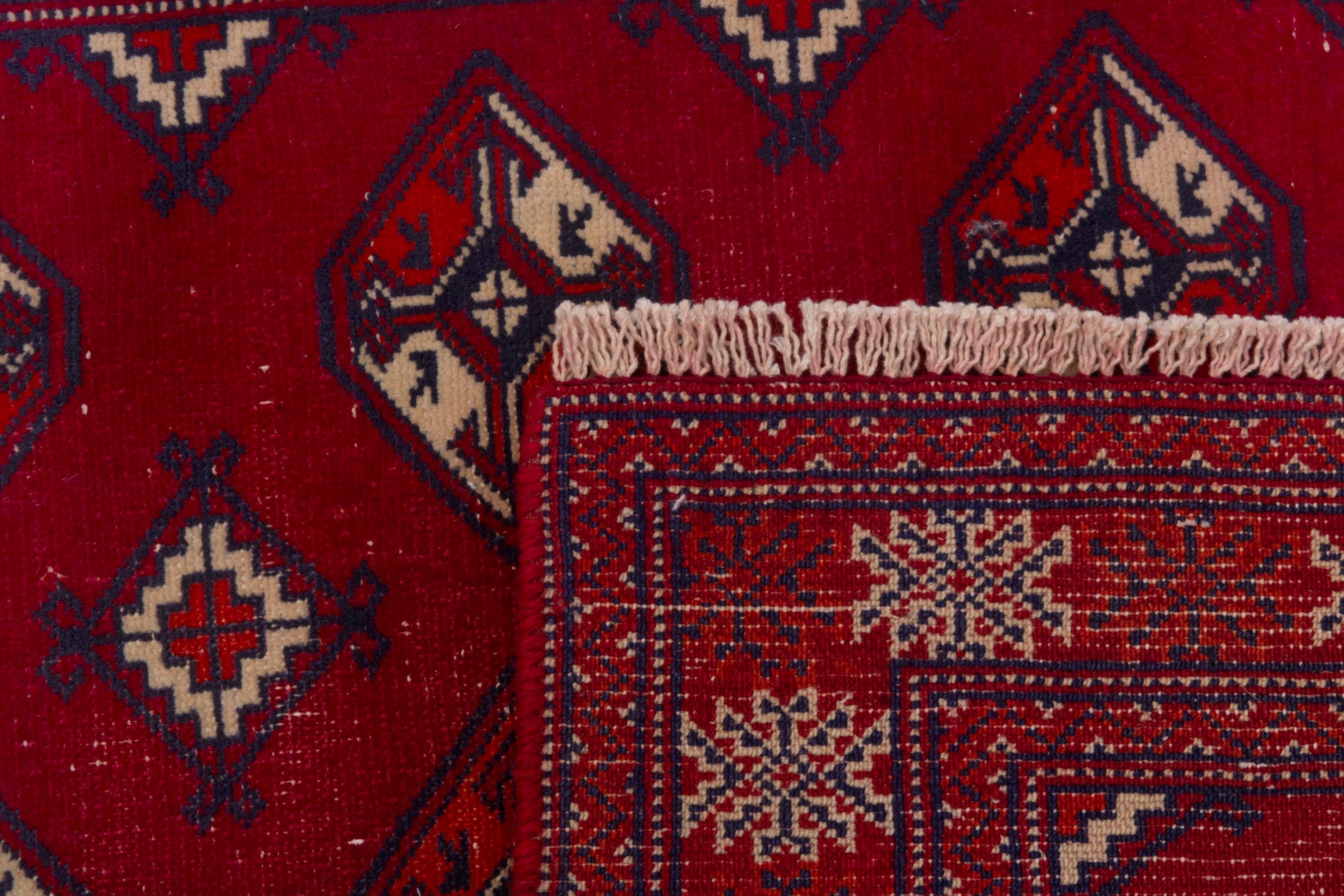 Persian Torkaman rug in burgundy and deep red, view 7 of 7