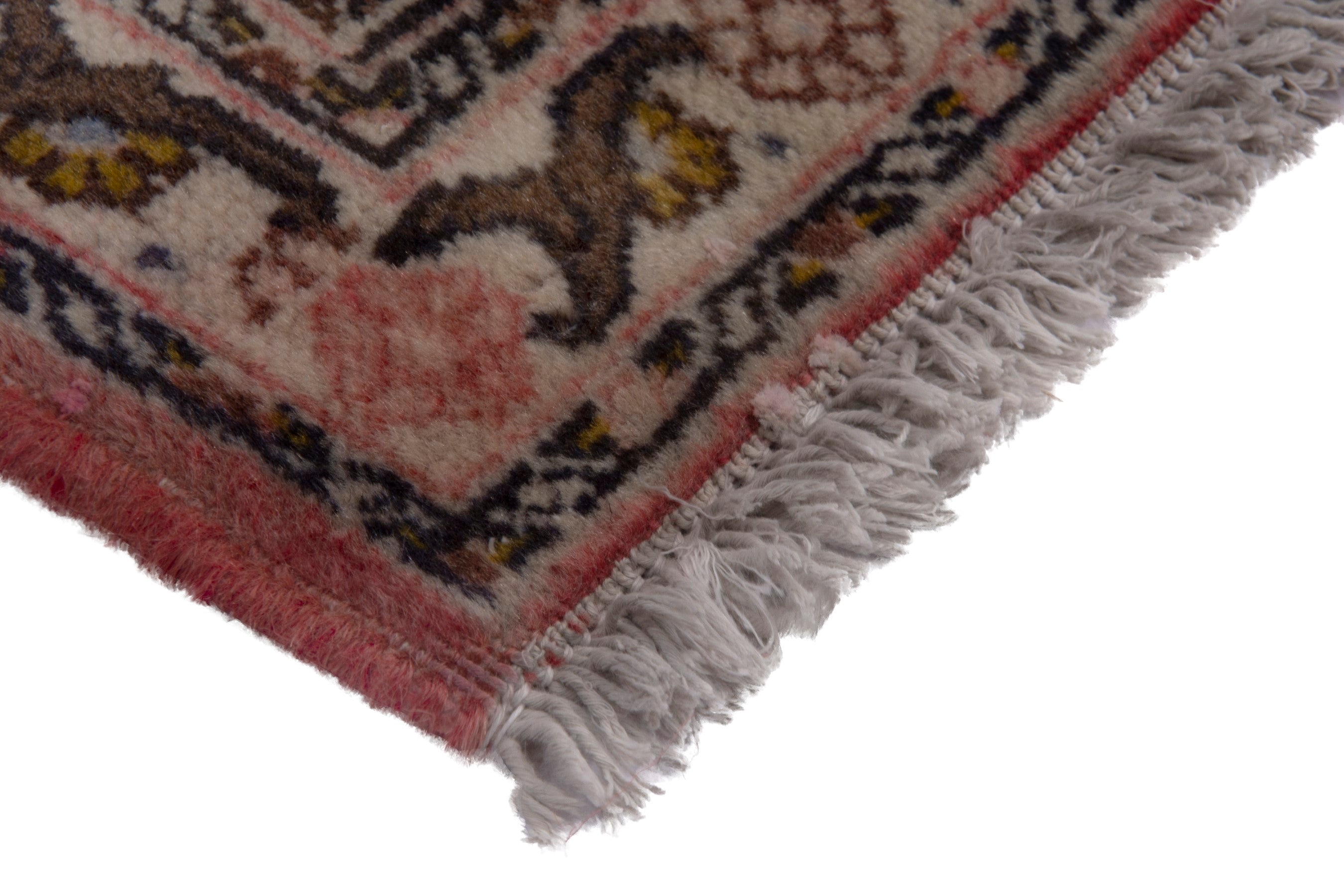 Persian Ardabil accent rug in dark brown and rose, view 5 of 7