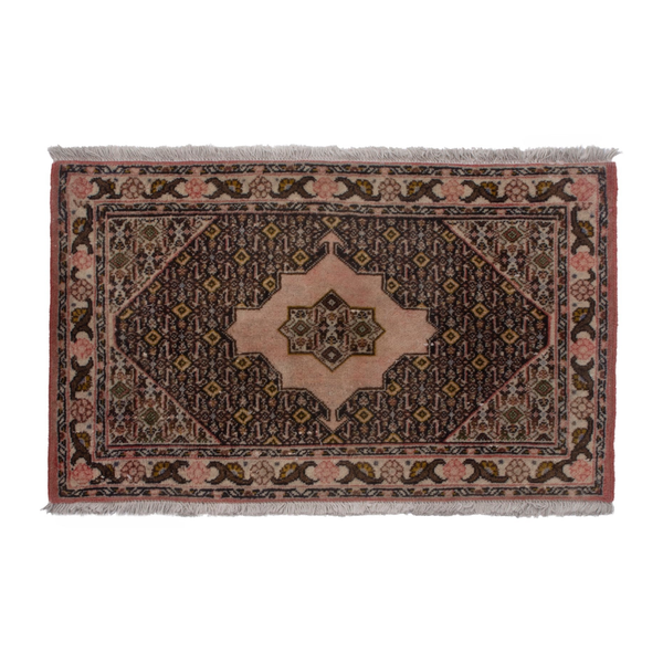 Persian Ardabil accent rug in dark brown and rose, 1'10" x 2'7"