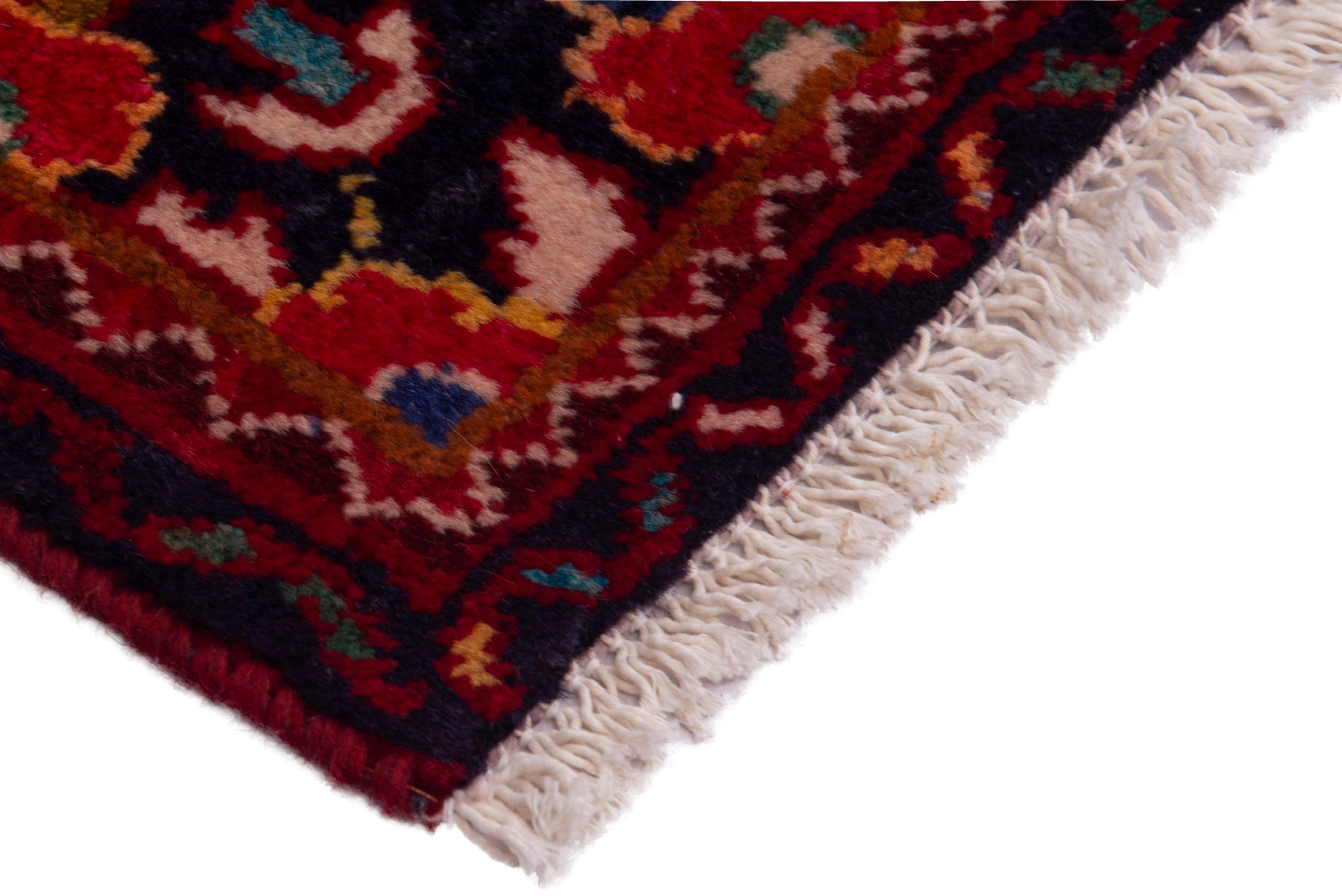 Persian Hamedan accent rug in deep red and burgundy, view 5 of 7