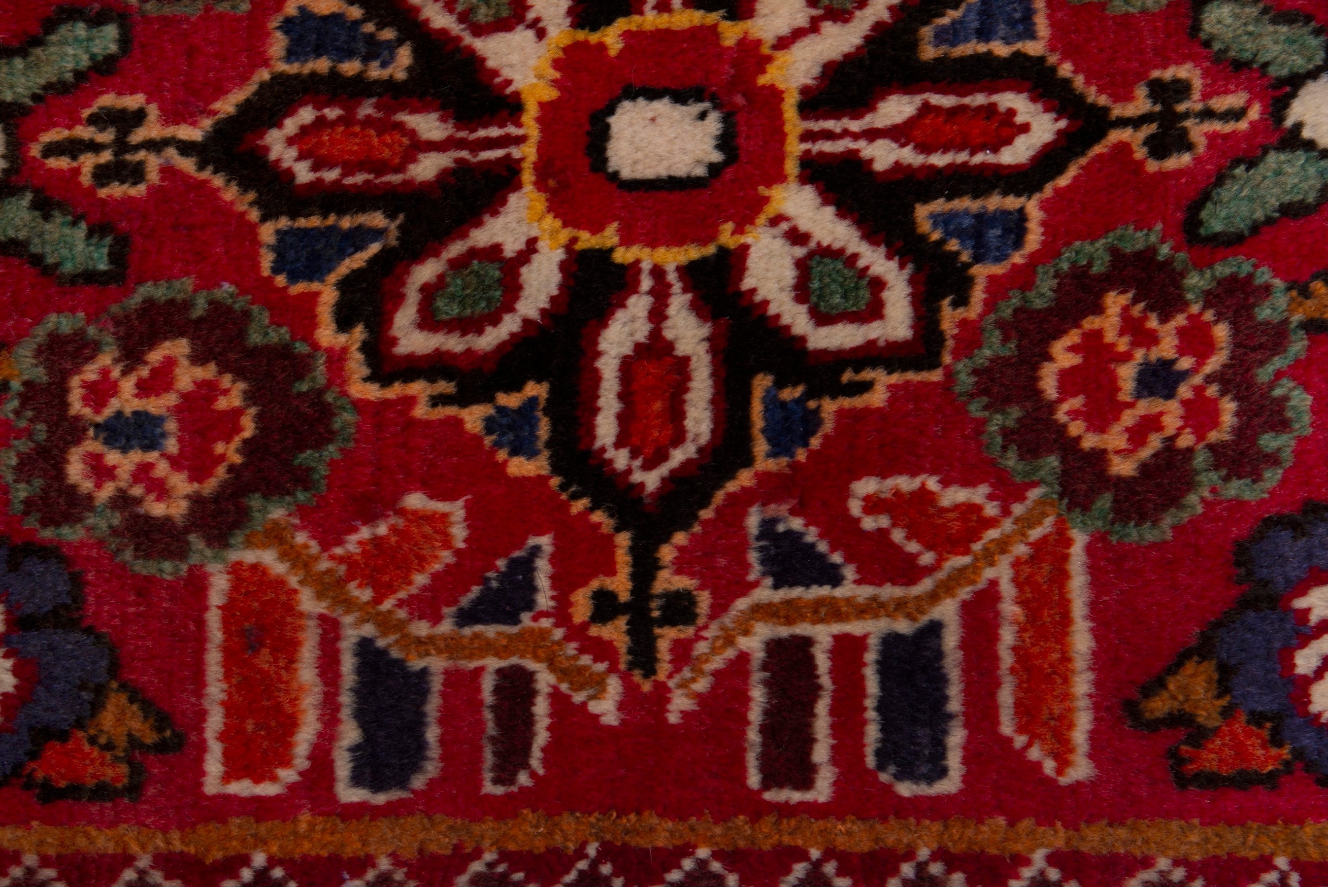 Persian Hamedan accent rug in deep red and burgundy, view 6 of 7