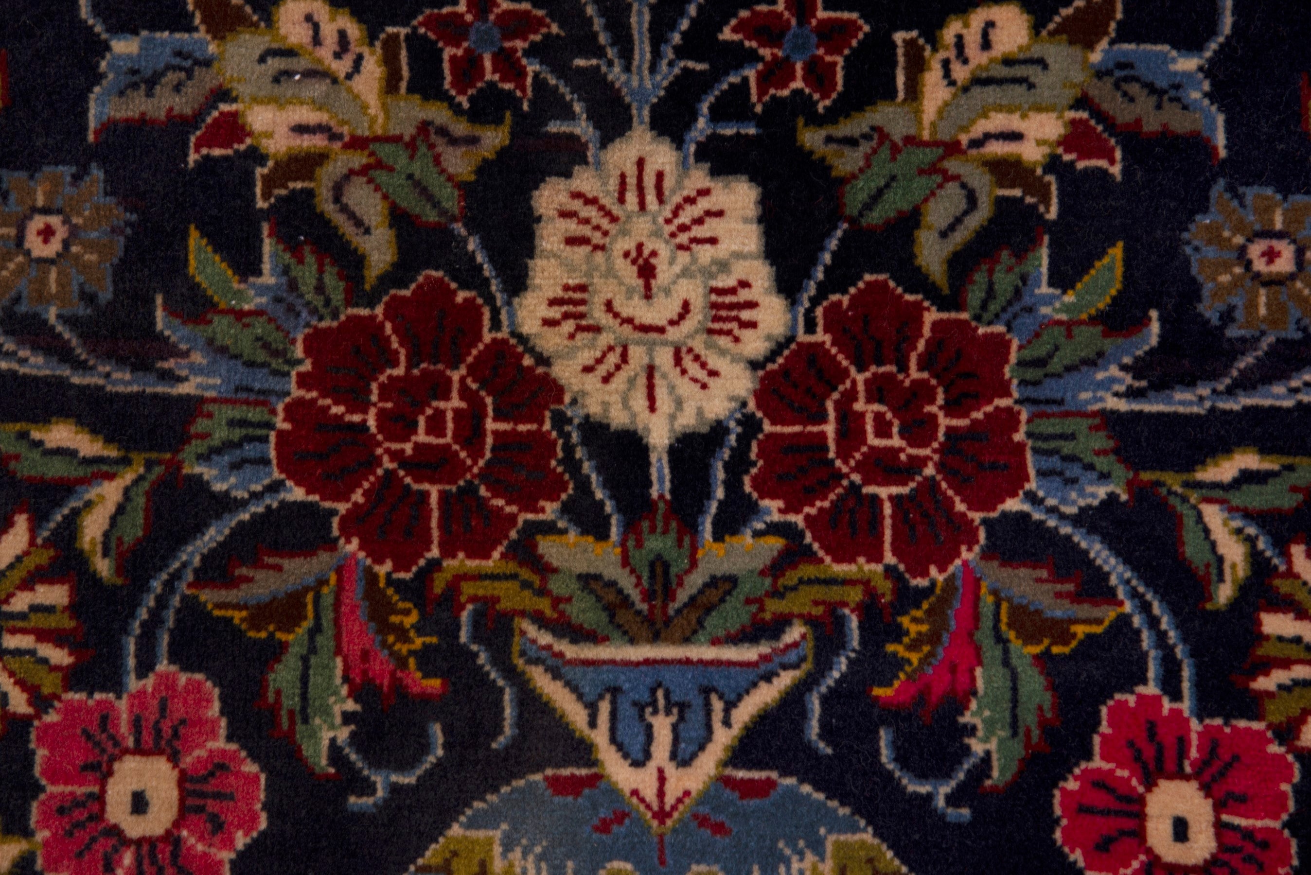 Persian Kashan accent rug in navy and deep red, view 6 of 7