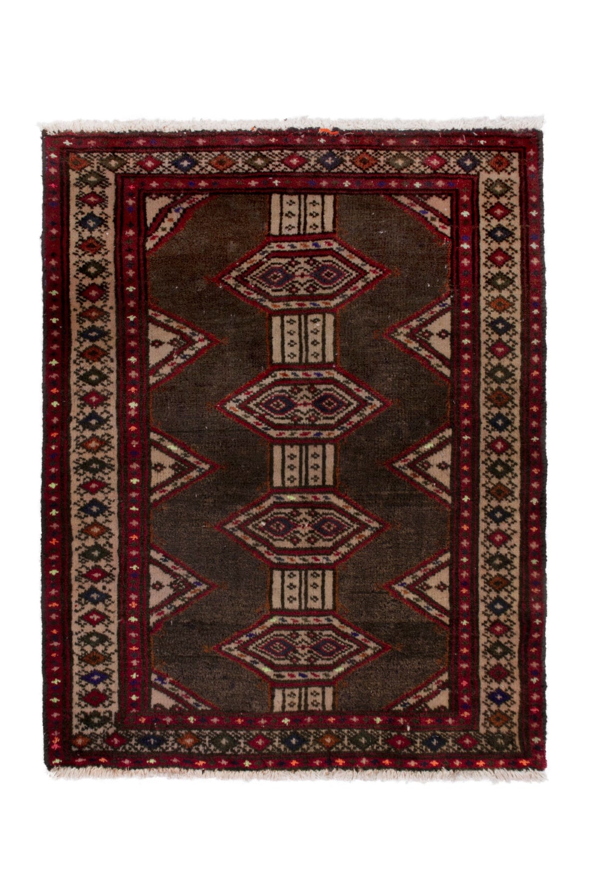 3874, Persian Torkaman Mini Rug