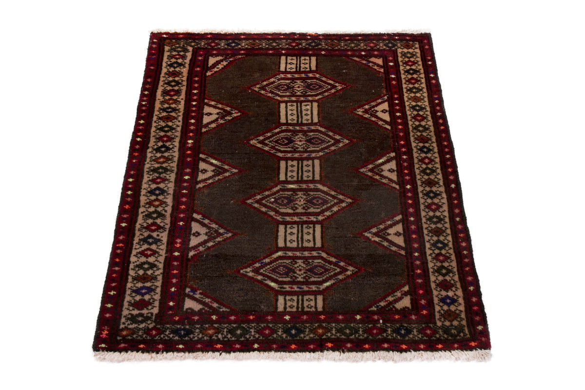 3874, Persian Torkaman Mini Rug