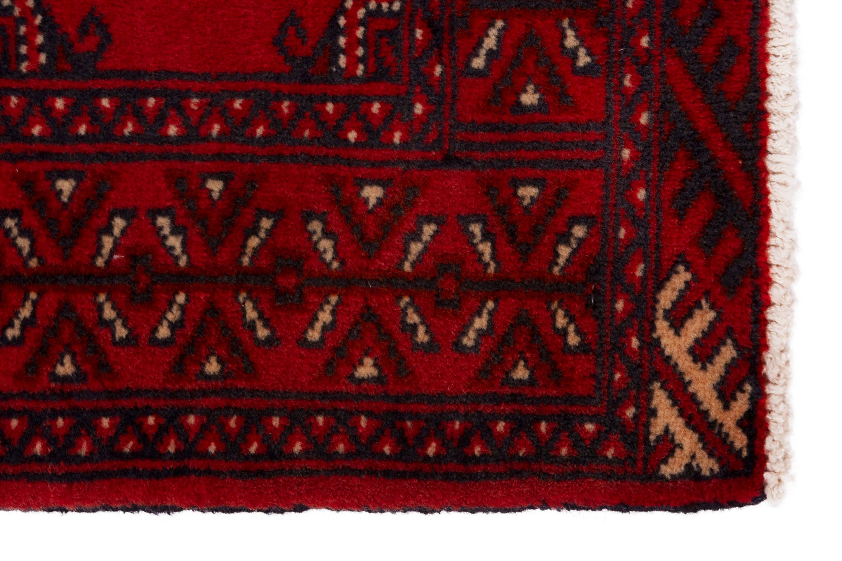Persian Torkaman accent rug in deep red and burgundy, view 4 of 7