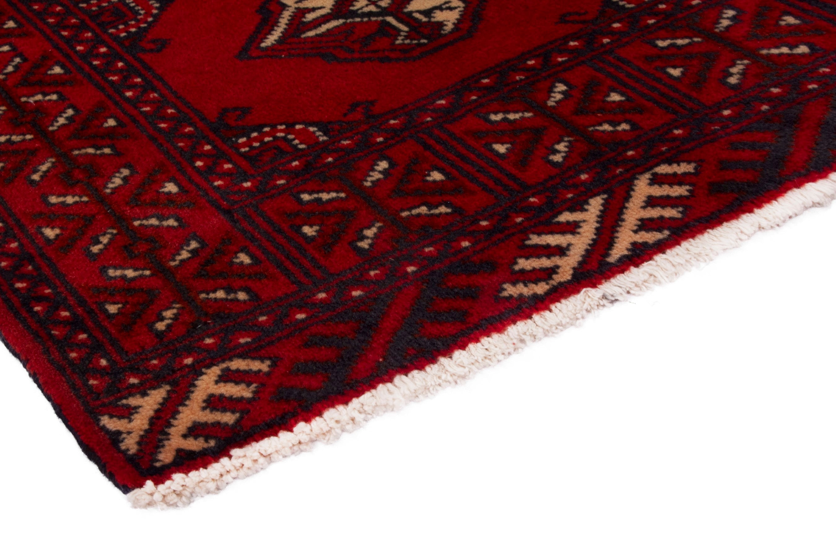 Persian Torkaman accent rug in deep red and burgundy, view 5 of 7