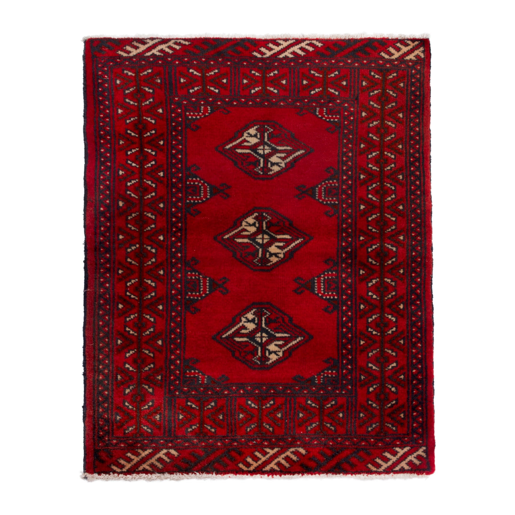Persian Torkaman accent rug in deep red and burgundy, 2'2" x 2'11"