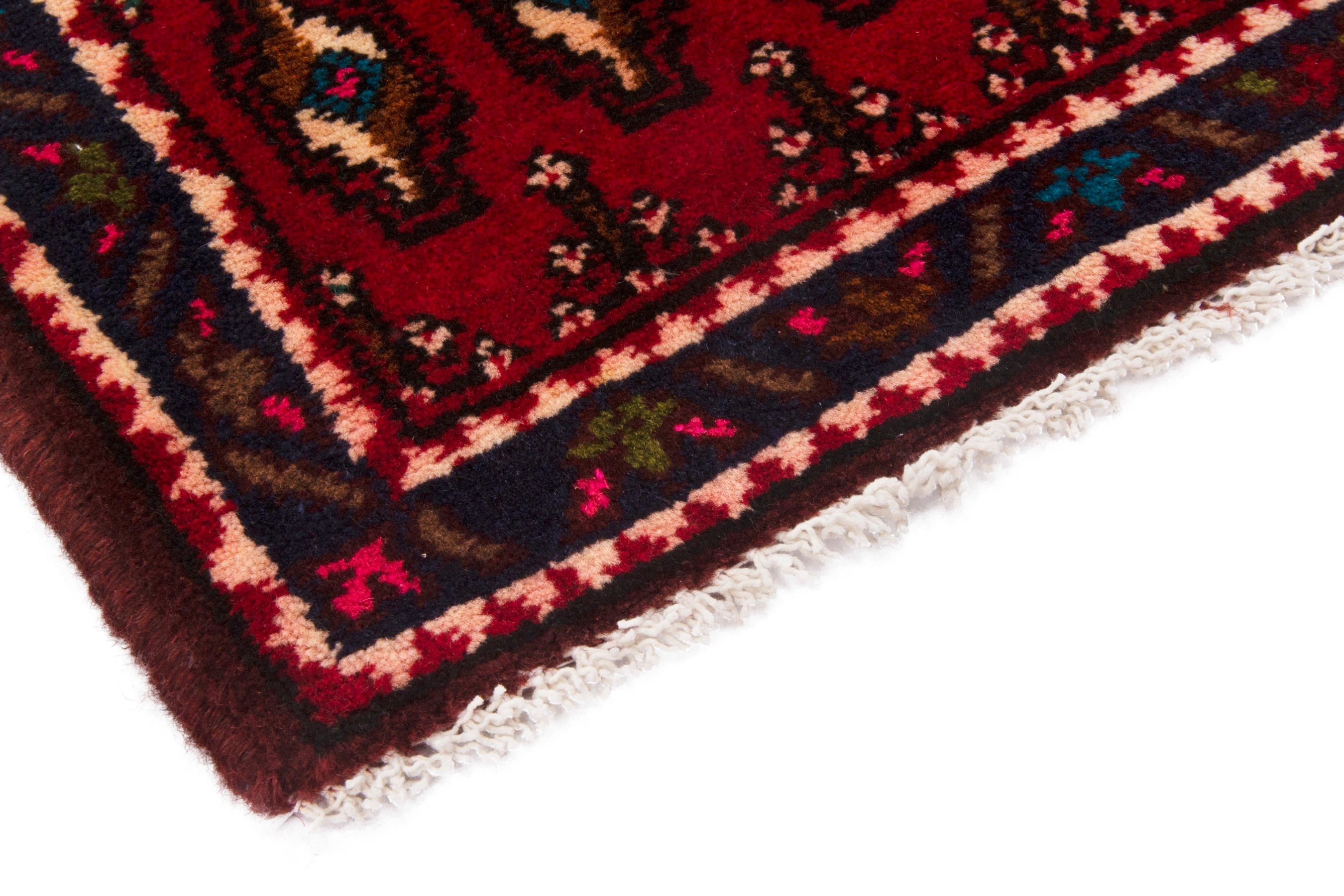Persian Torkaman accent rug in burgundy and gold, view 5 of 7