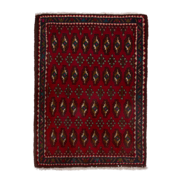 Persian Torkaman accent rug in burgundy and gold, 2' x 2'7"