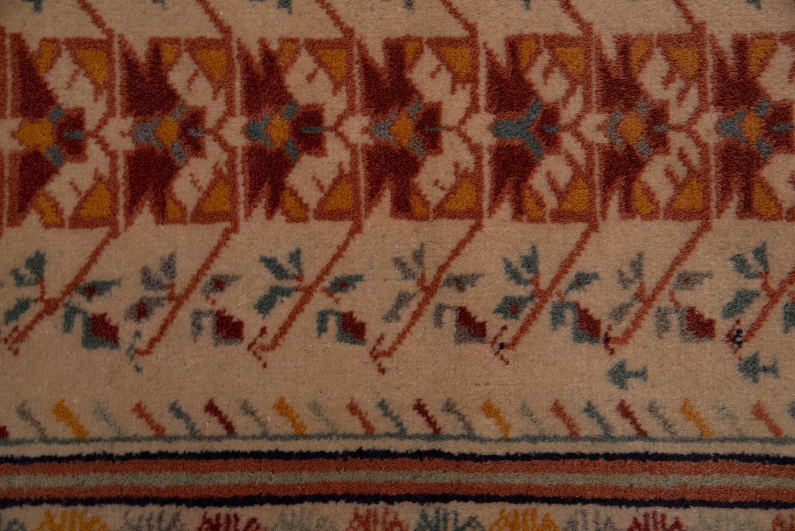 Persian Torkaman accent rug in cream and deep red, view 6 of 7