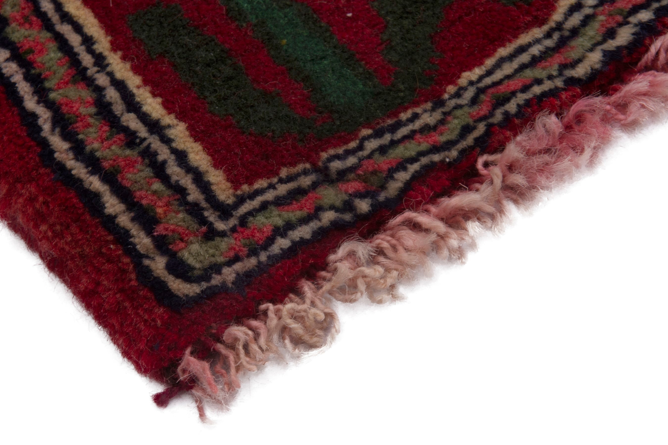 Persian Shiraz accent rug in burgundy and cream, view 5 of 6