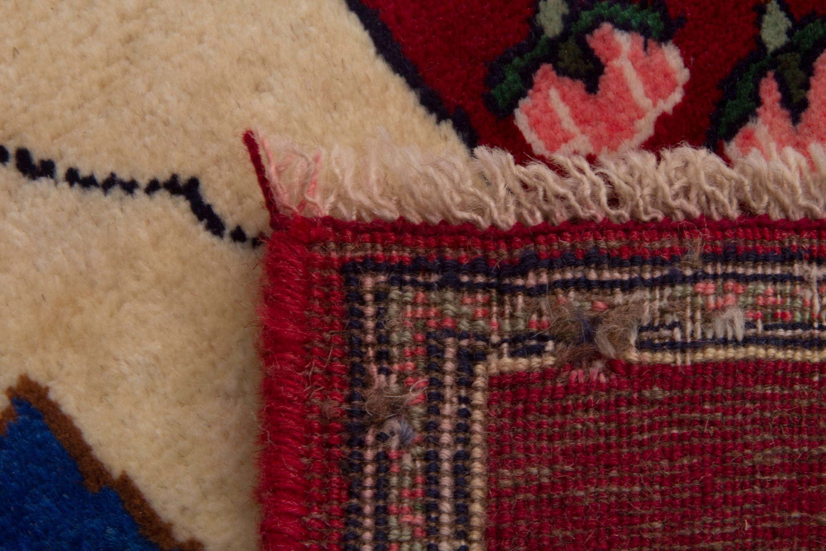 Persian Shiraz accent rug in burgundy and cream, view 6 of 6