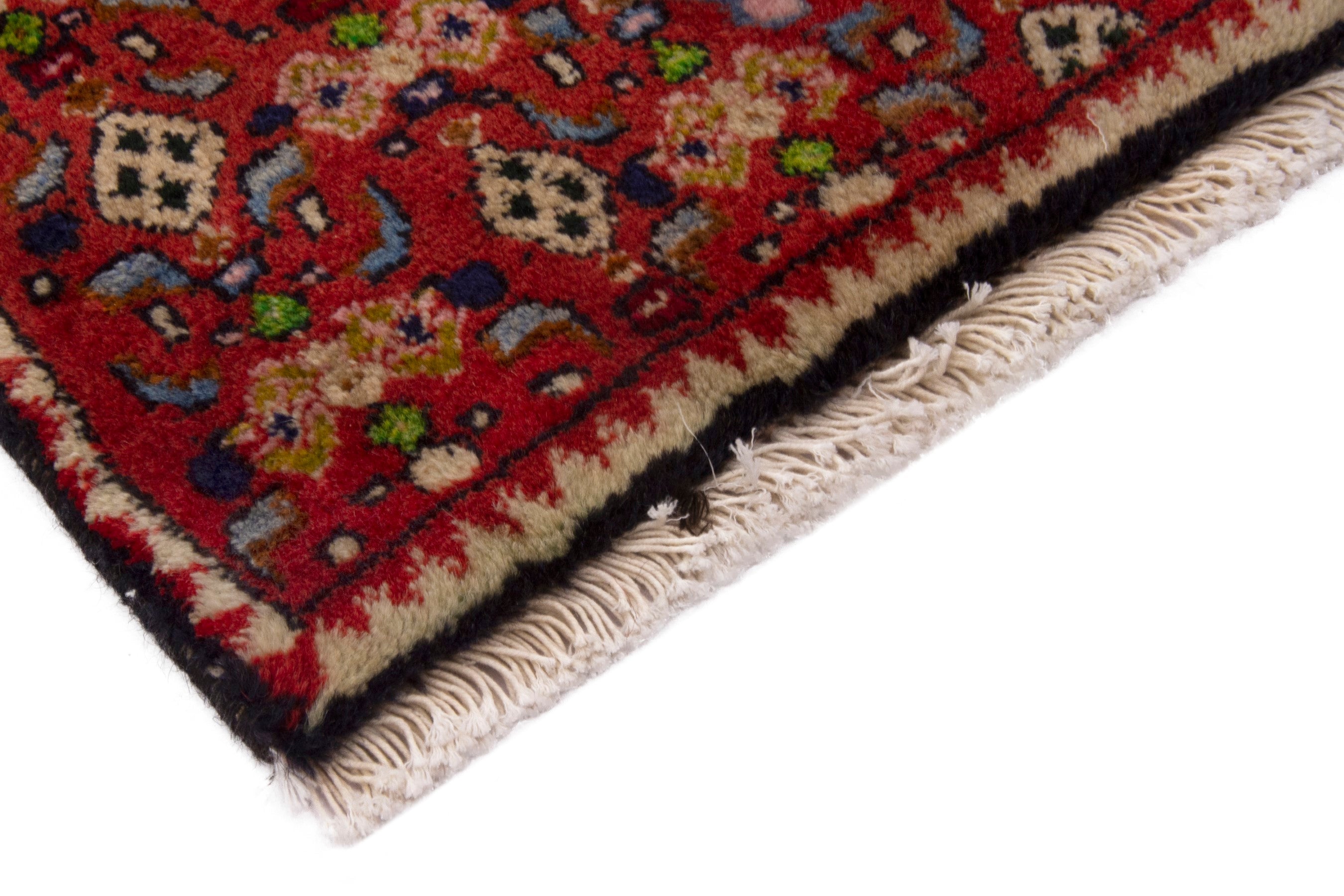 Persian Bijar accent rug in deep red and cream, view 5 of 7
