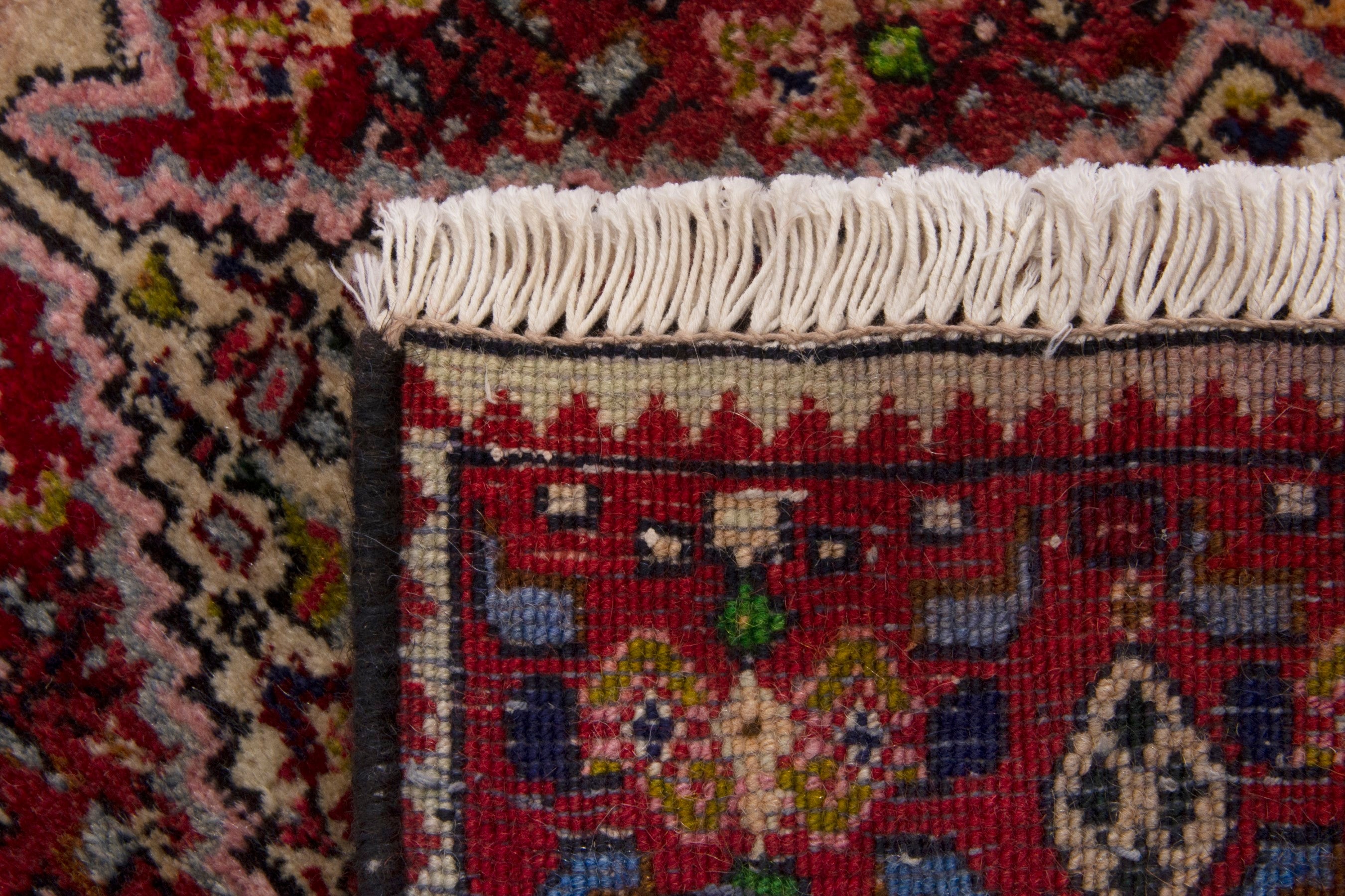 Persian Bijar accent rug in deep red and cream, view 7 of 7