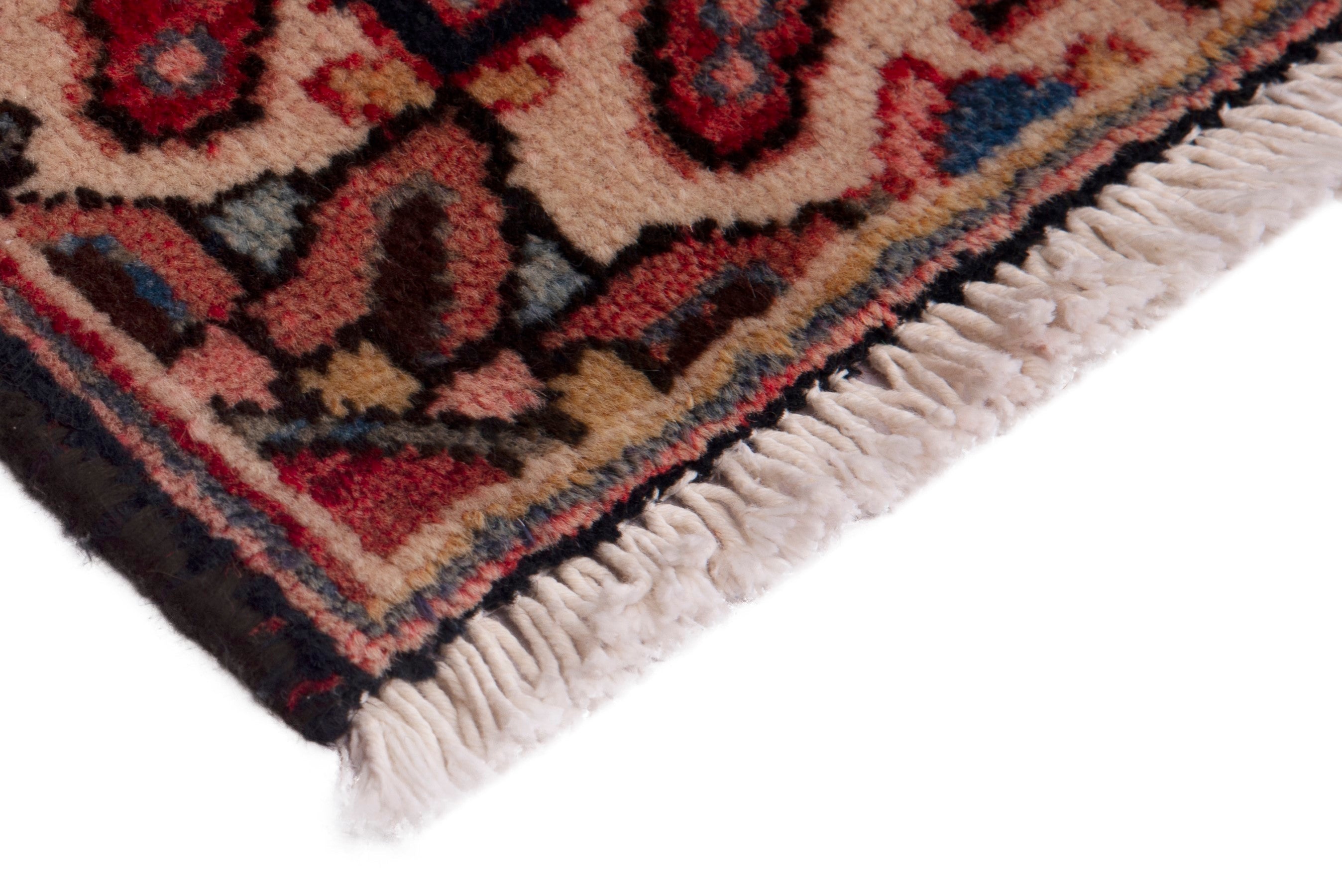 Persian Heriz accent rug in deep red and burgundy, view 5 of 7