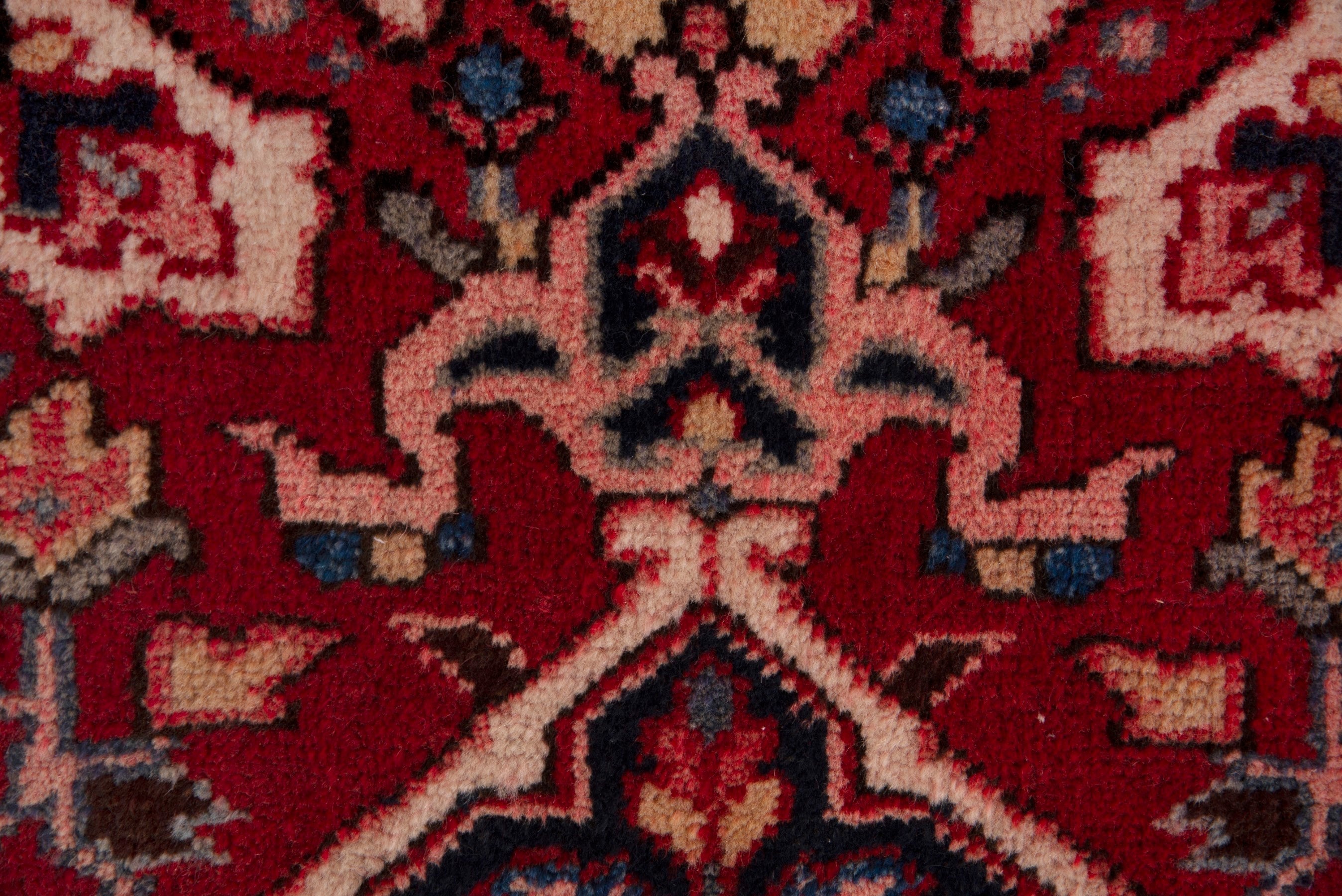 Persian Heriz accent rug in deep red and burgundy, view 6 of 7