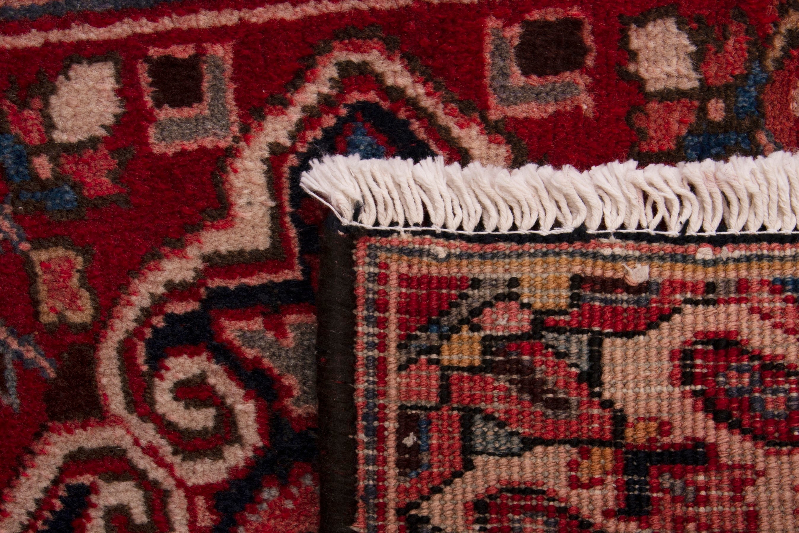 Persian Heriz accent rug in deep red and burgundy, view 7 of 7
