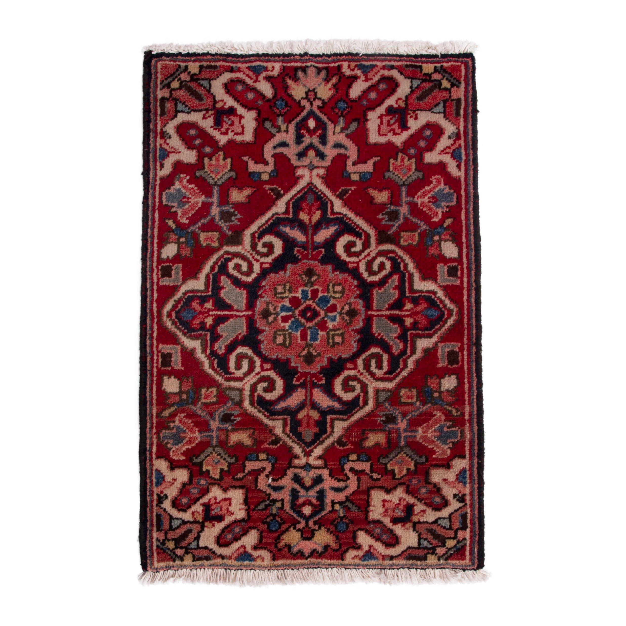 Persian Heriz accent rug in deep red and burgundy, 1'10" x 2'7"