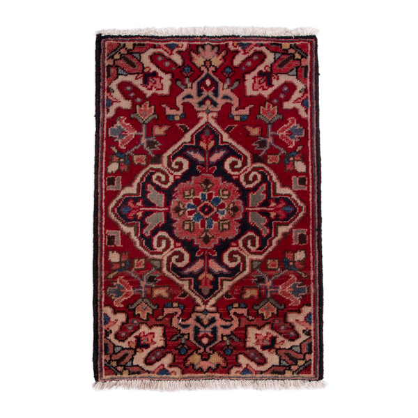 Persian Heriz accent rug in deep red and burgundy, 1'10" x 2'7"