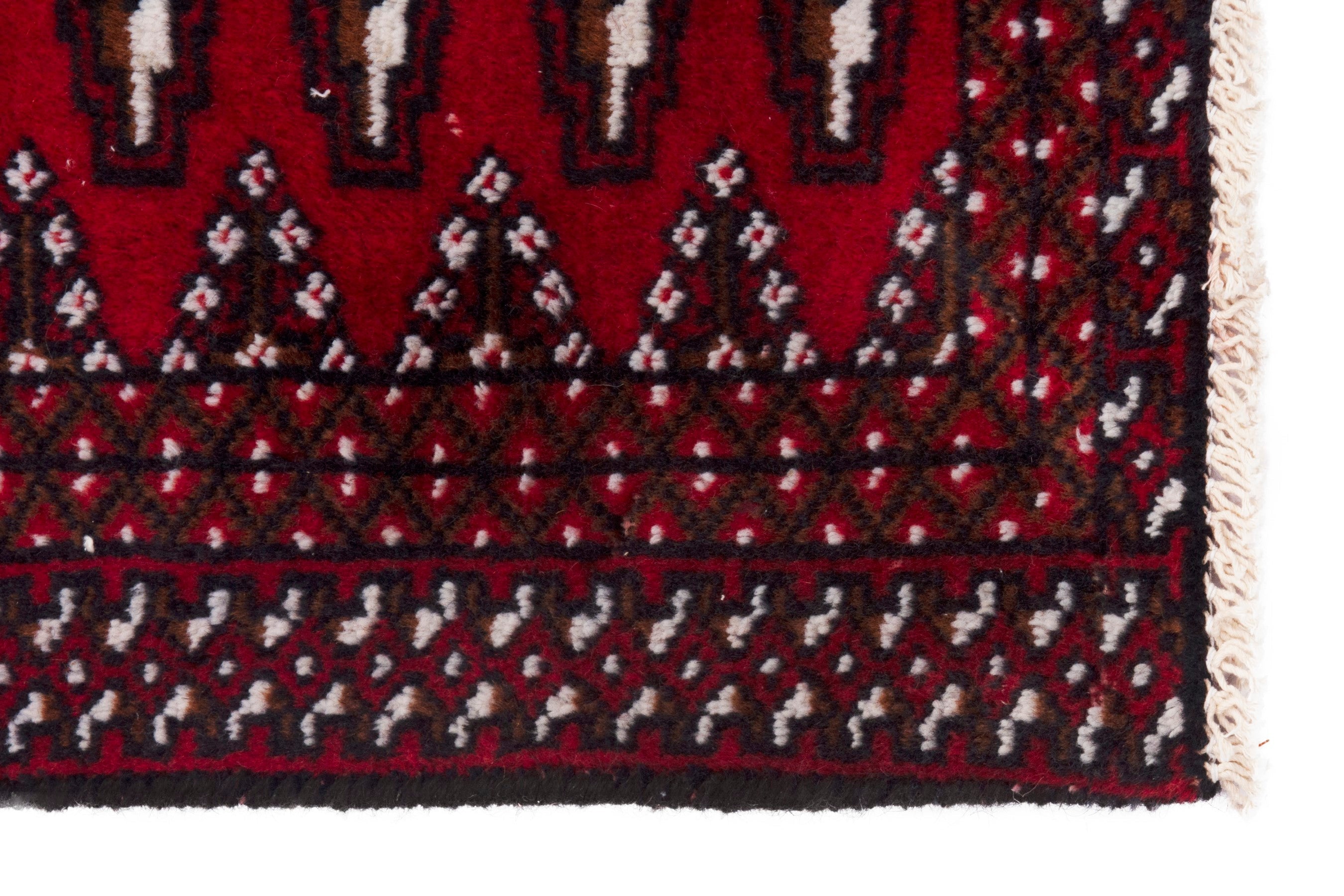 Persian Torkaman accent rug in burgundy and deep red, view 4 of 7