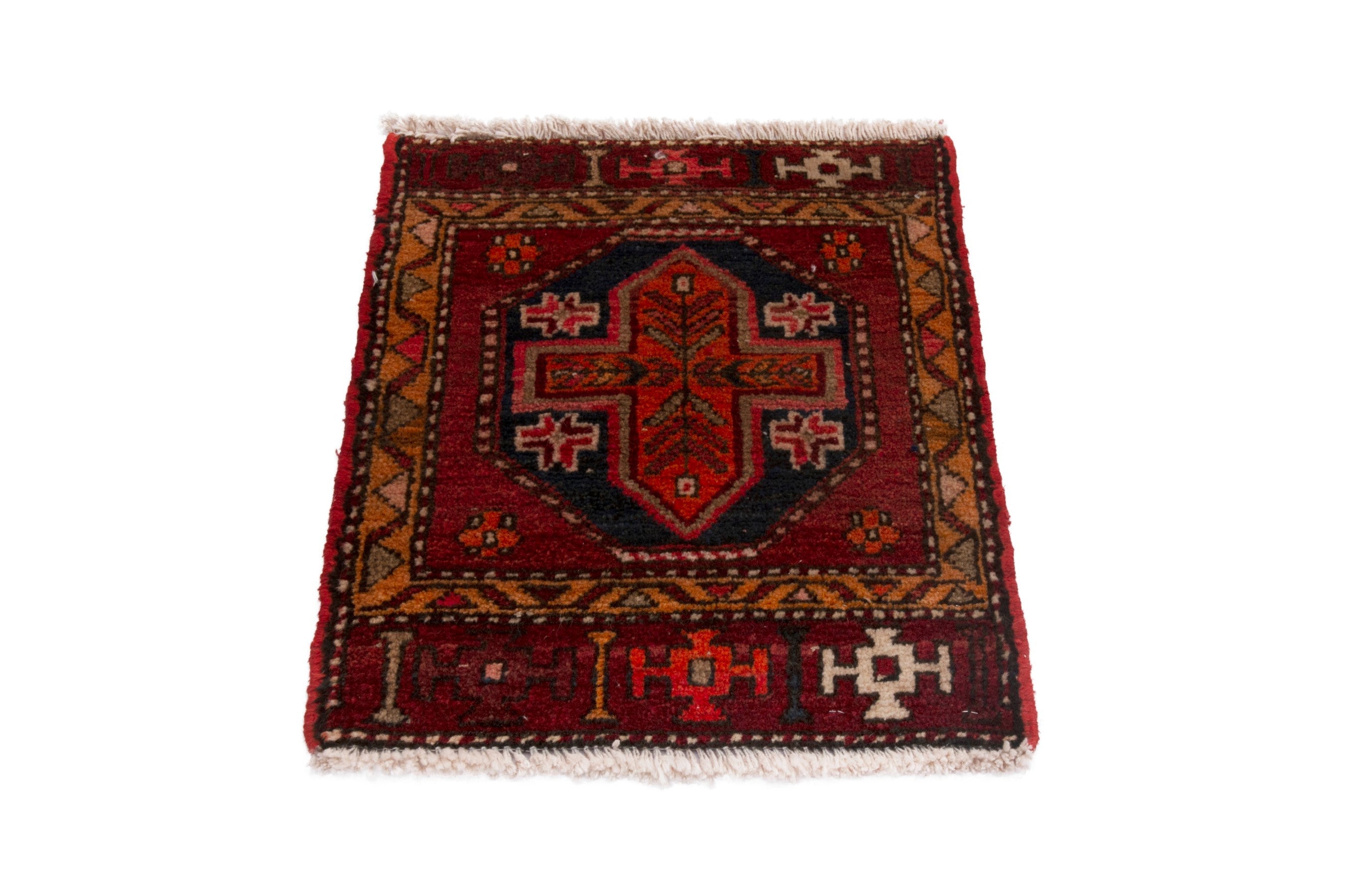 Persian Azerbaijan accent rug in deep red and burgundy, view 2 of 6