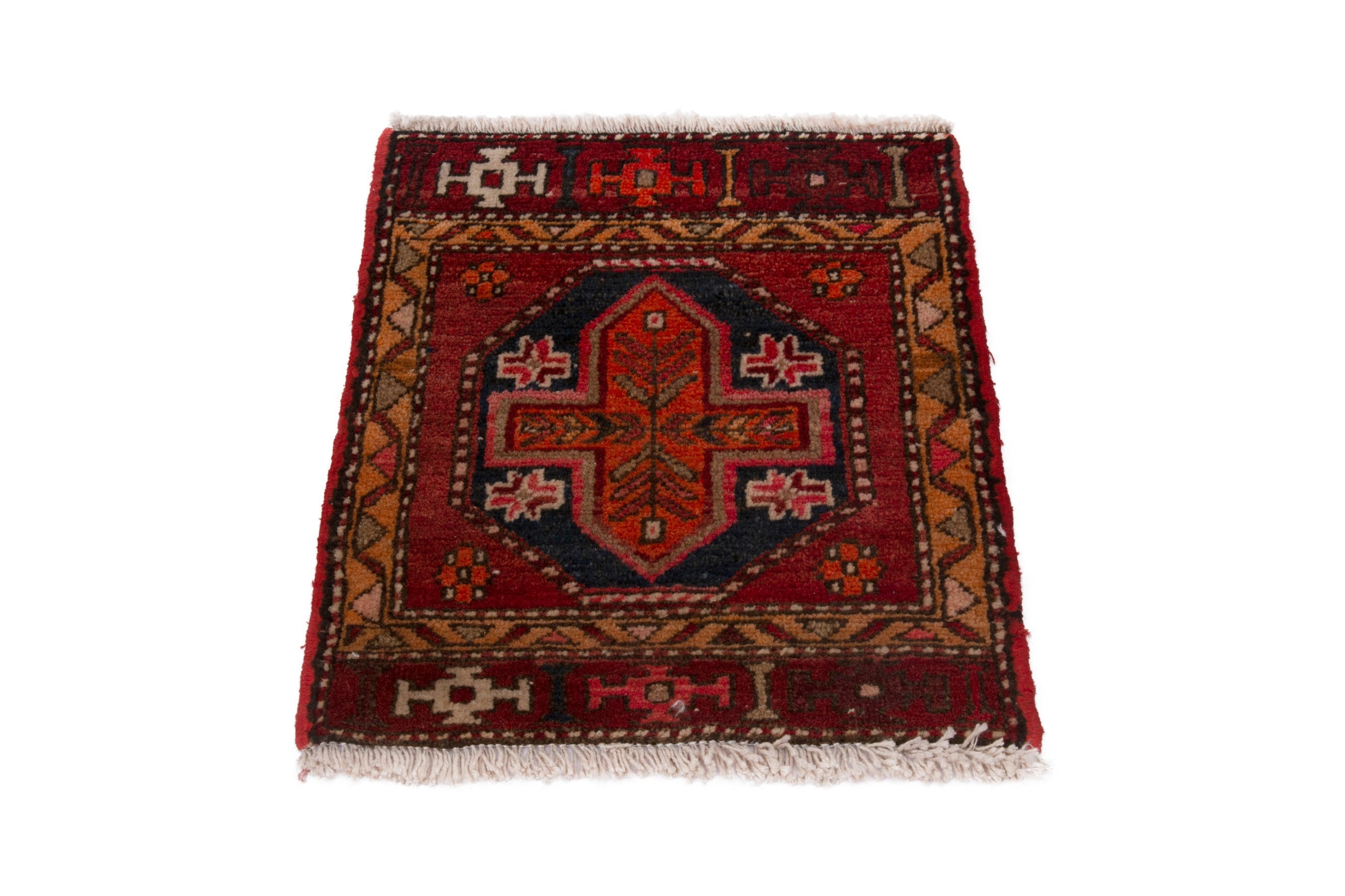 Persian Azerbaijan accent rug in deep red and burgundy, view 3 of 6