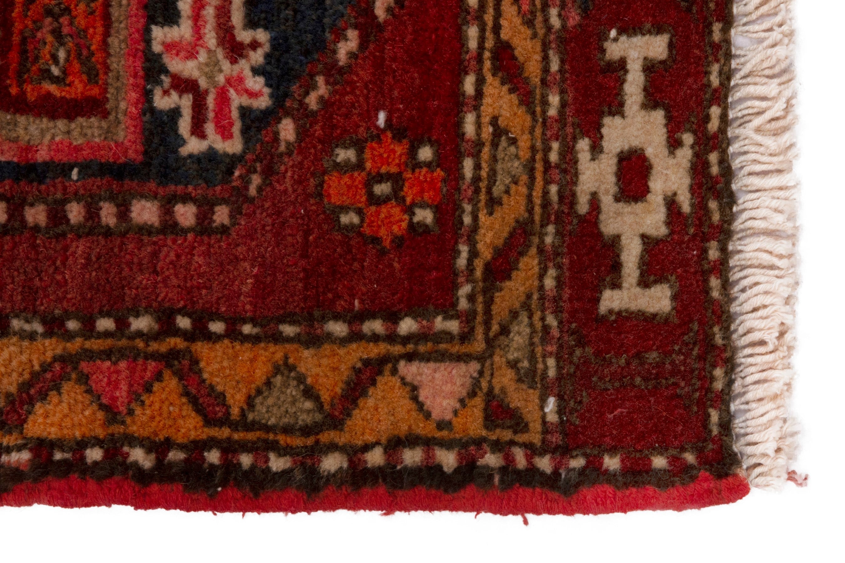 Persian Azerbaijan accent rug in deep red and burgundy, view 4 of 6