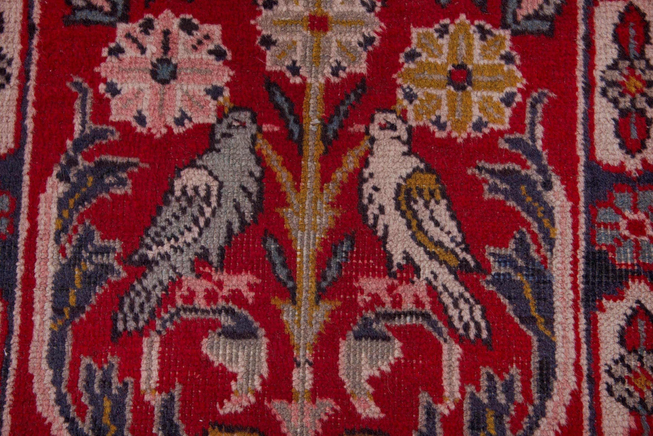 Persian Tabriz accent rug in deep red and burgundy, view 6 of 7