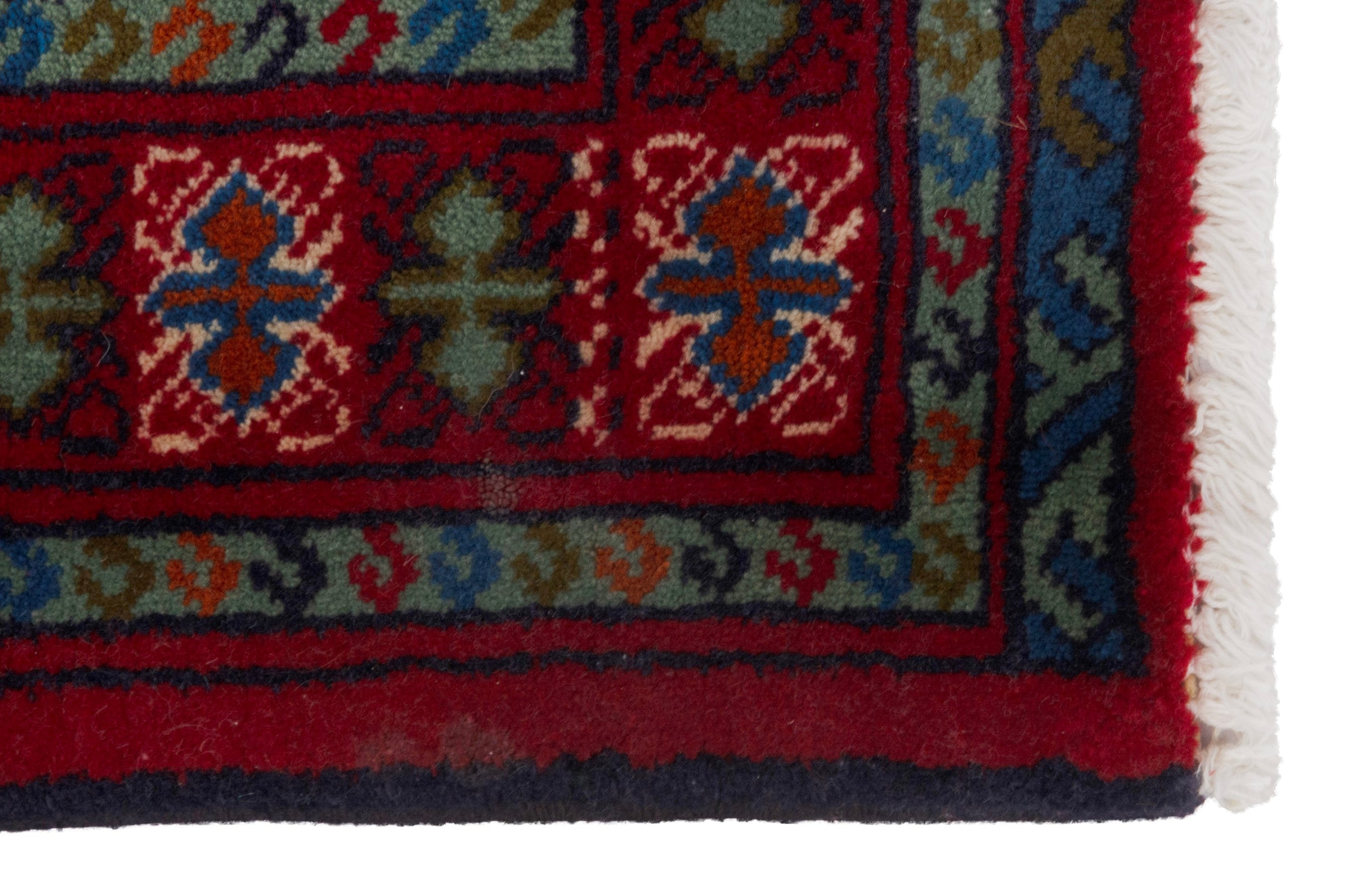 Persian Torkaman accent rug in burgundy and deep red, view 4 of 7