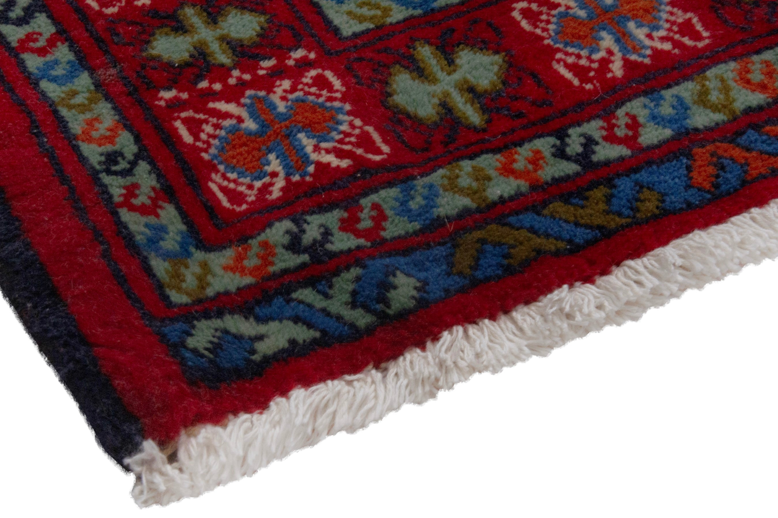Persian Torkaman accent rug in burgundy and deep red, view 5 of 7