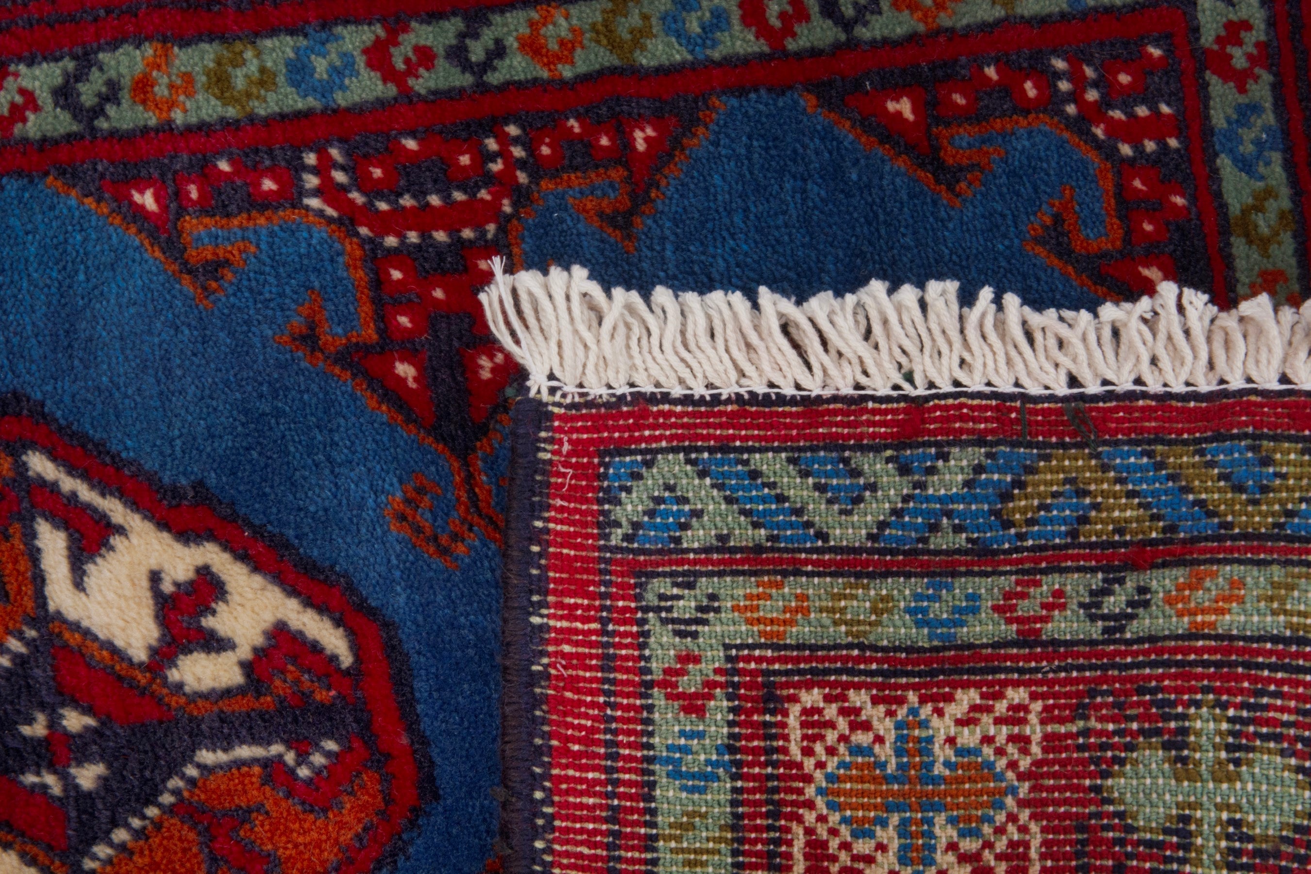 Persian Torkaman accent rug in burgundy and deep red, view 7 of 7
