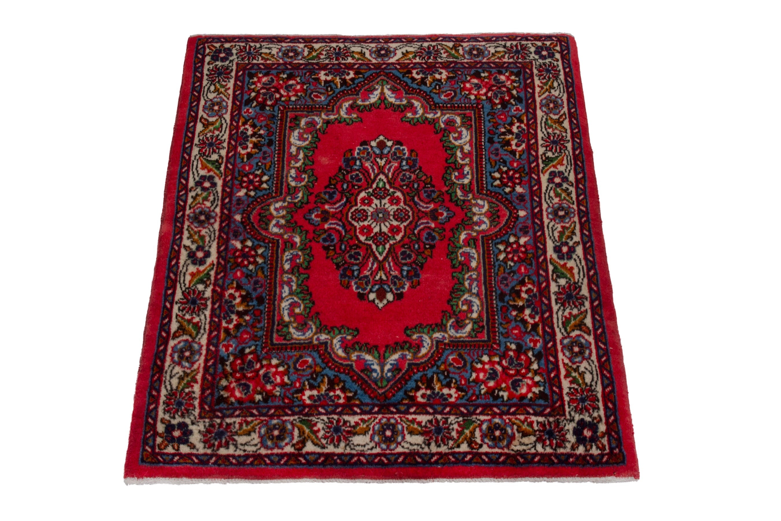 Persian Arak accent rug in deep red and burgundy, view 2 of 7