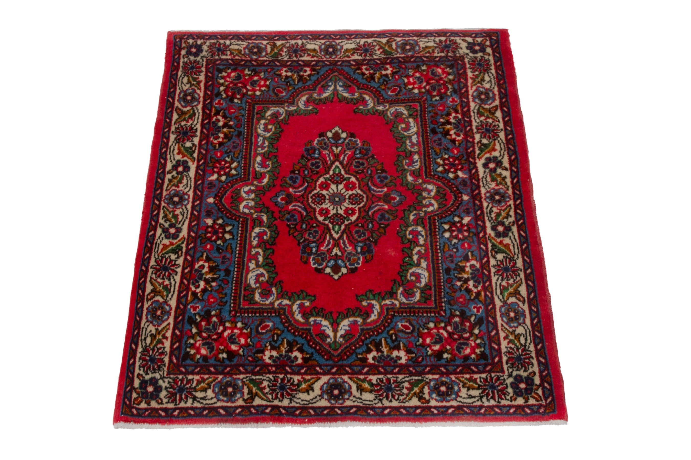 Persian Arak accent rug in deep red and burgundy, view 3 of 7