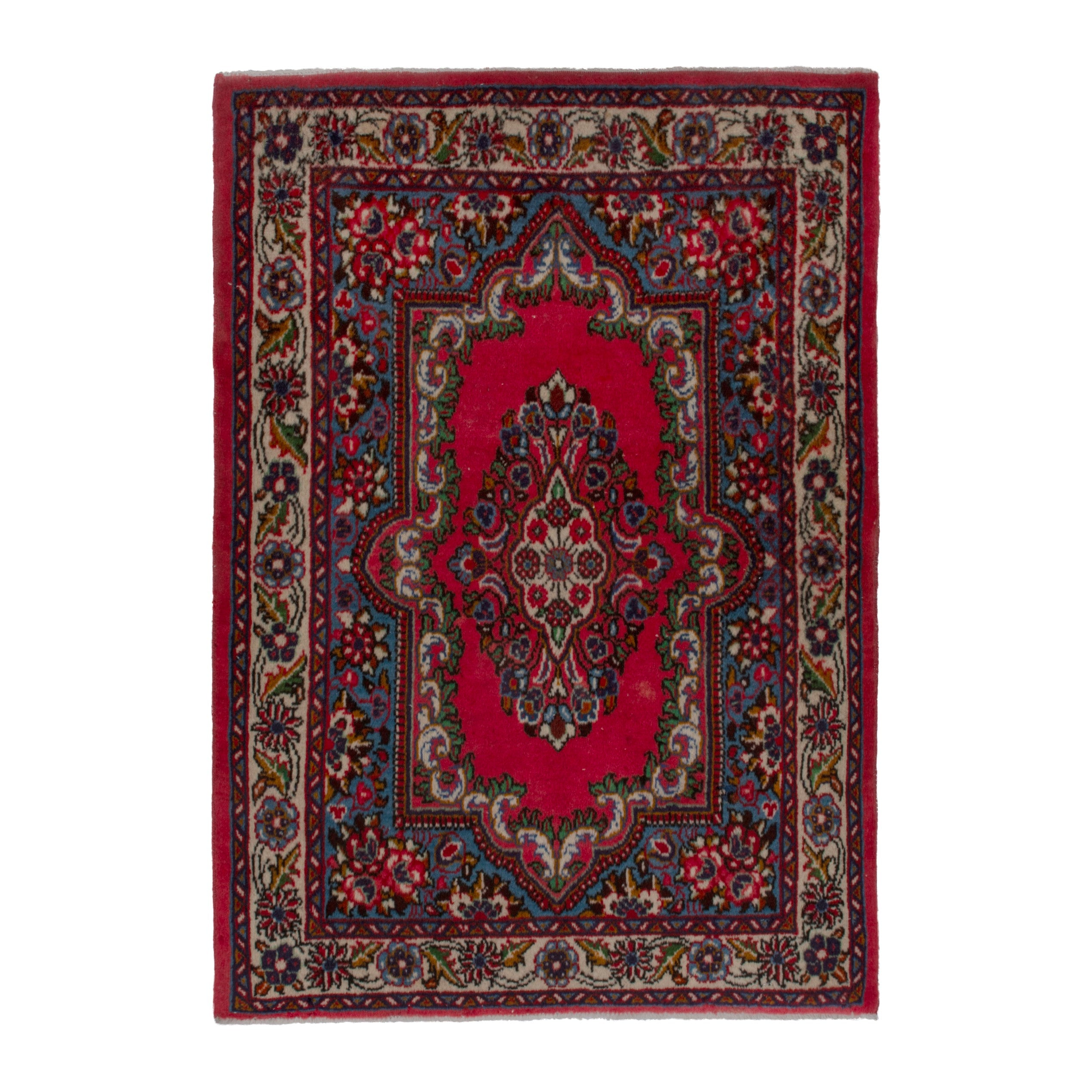 Persian Arak accent rug in deep red and burgundy, 2'4" x 2'11"
