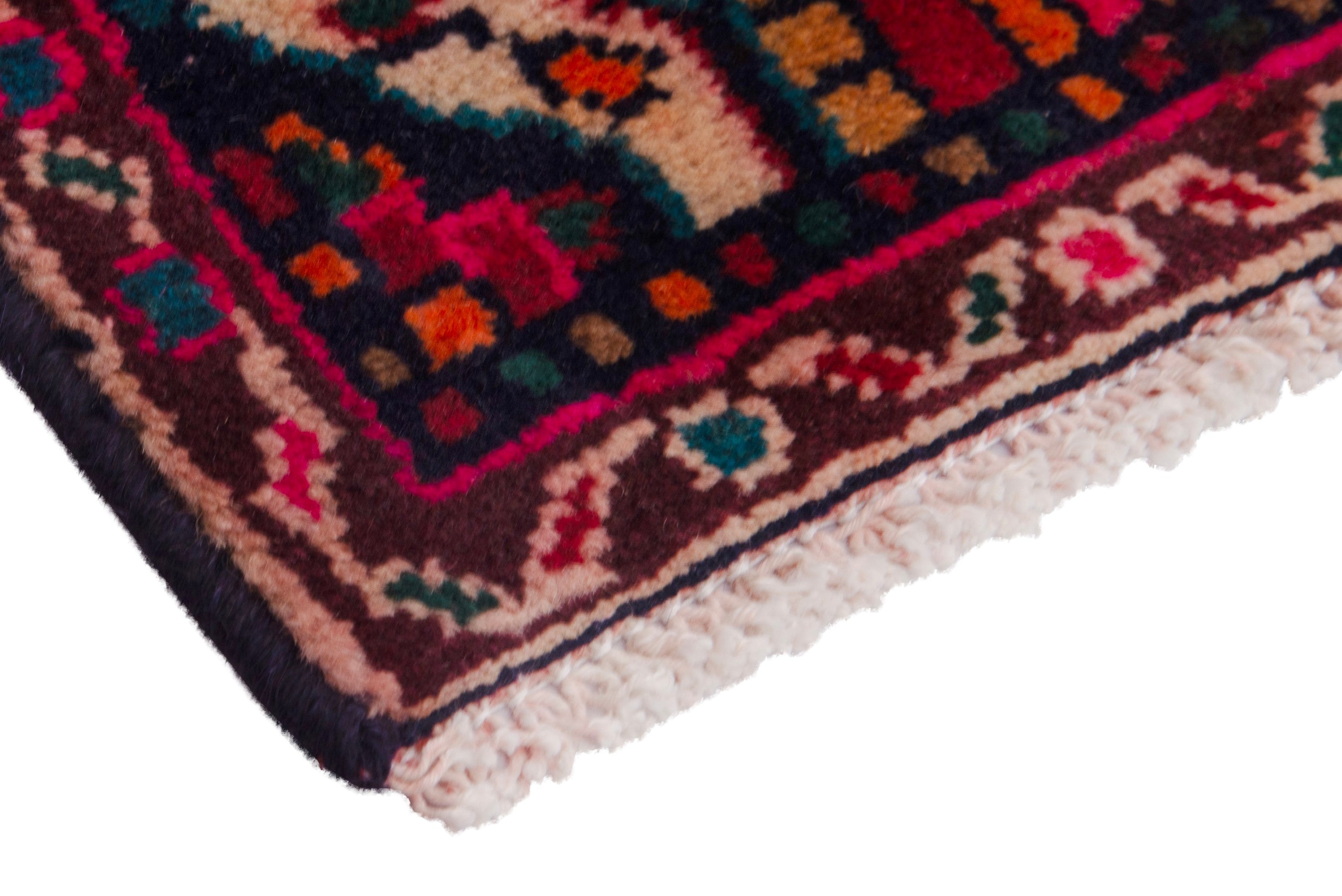 Persian Hamedan accent rug in burgundy and deep red, view 5 of 7