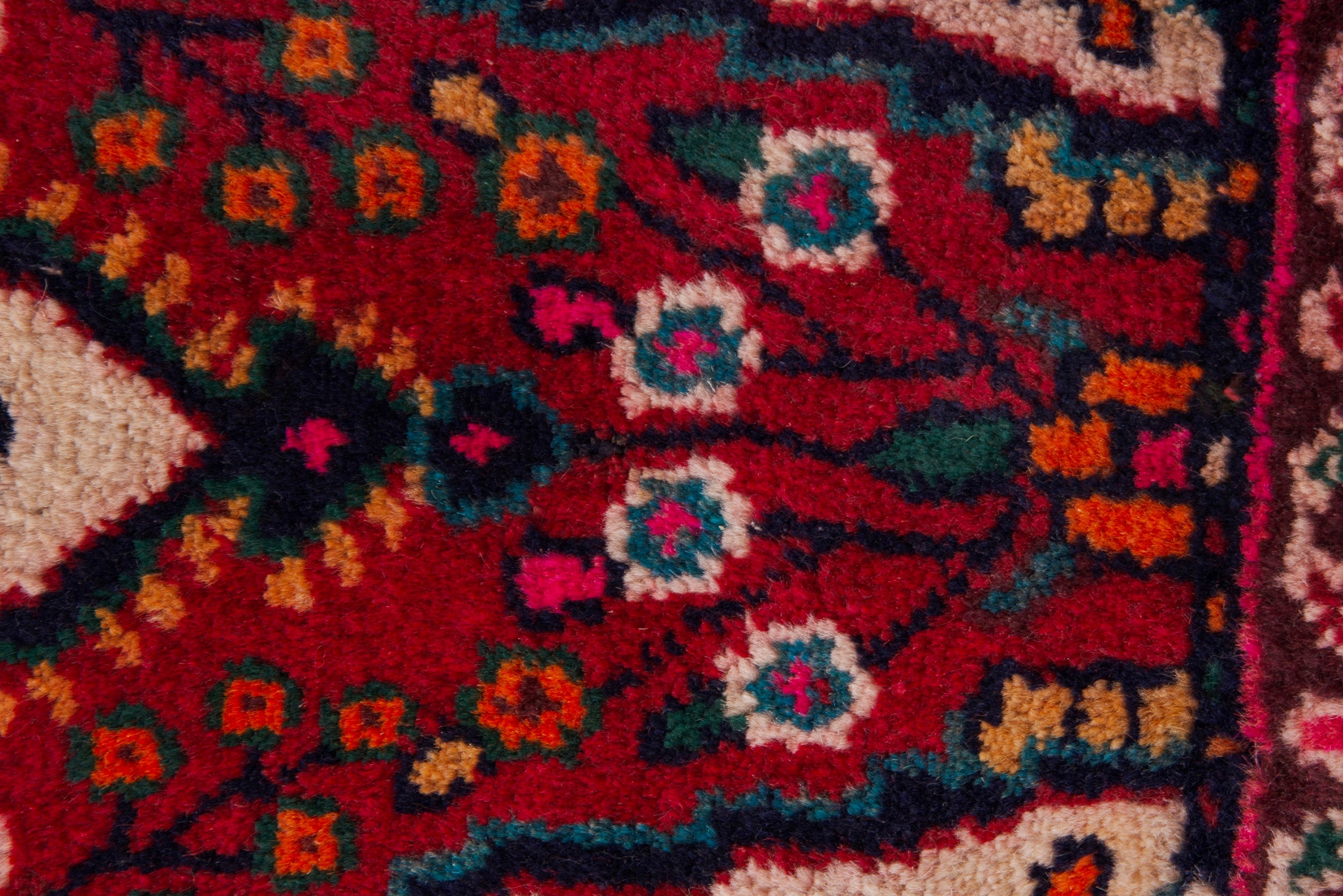 Persian Hamedan accent rug in burgundy and deep red, view 6 of 7